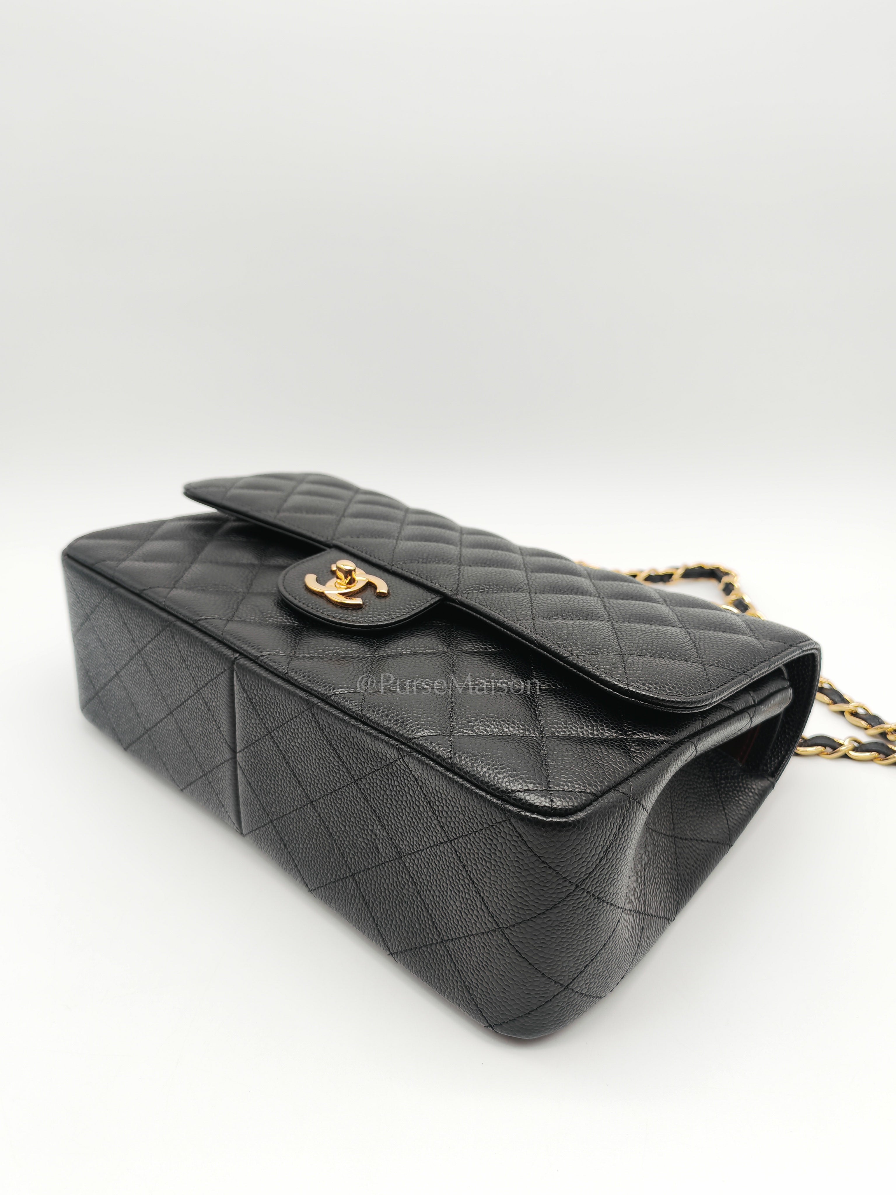 Classic Double Flap Jumbo in Black Caviar Leather and Gold Hardware Series 27 | Purse Maison Luxury Bags Shop