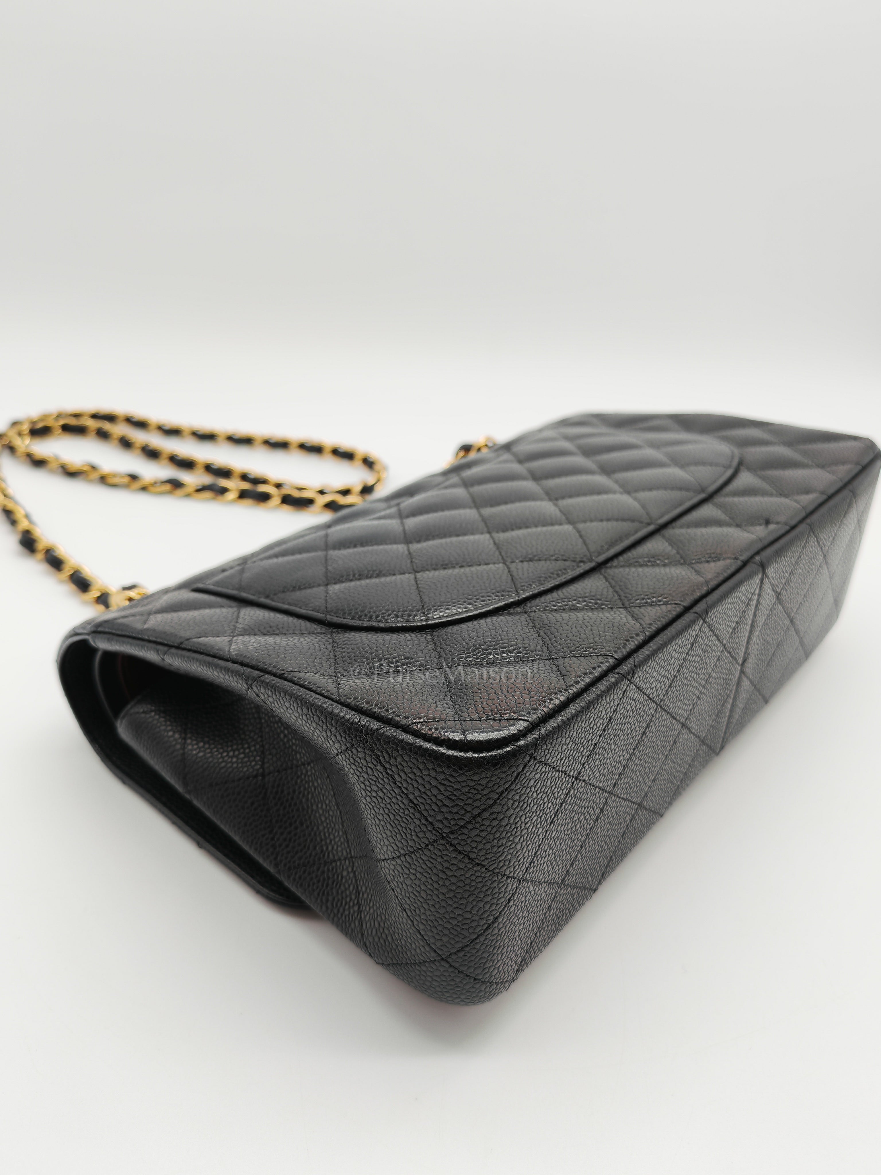 Classic Double Flap Jumbo in Black Caviar Leather & Gold Hardware Series 22 | Purse Maison Luxury Bags Shop