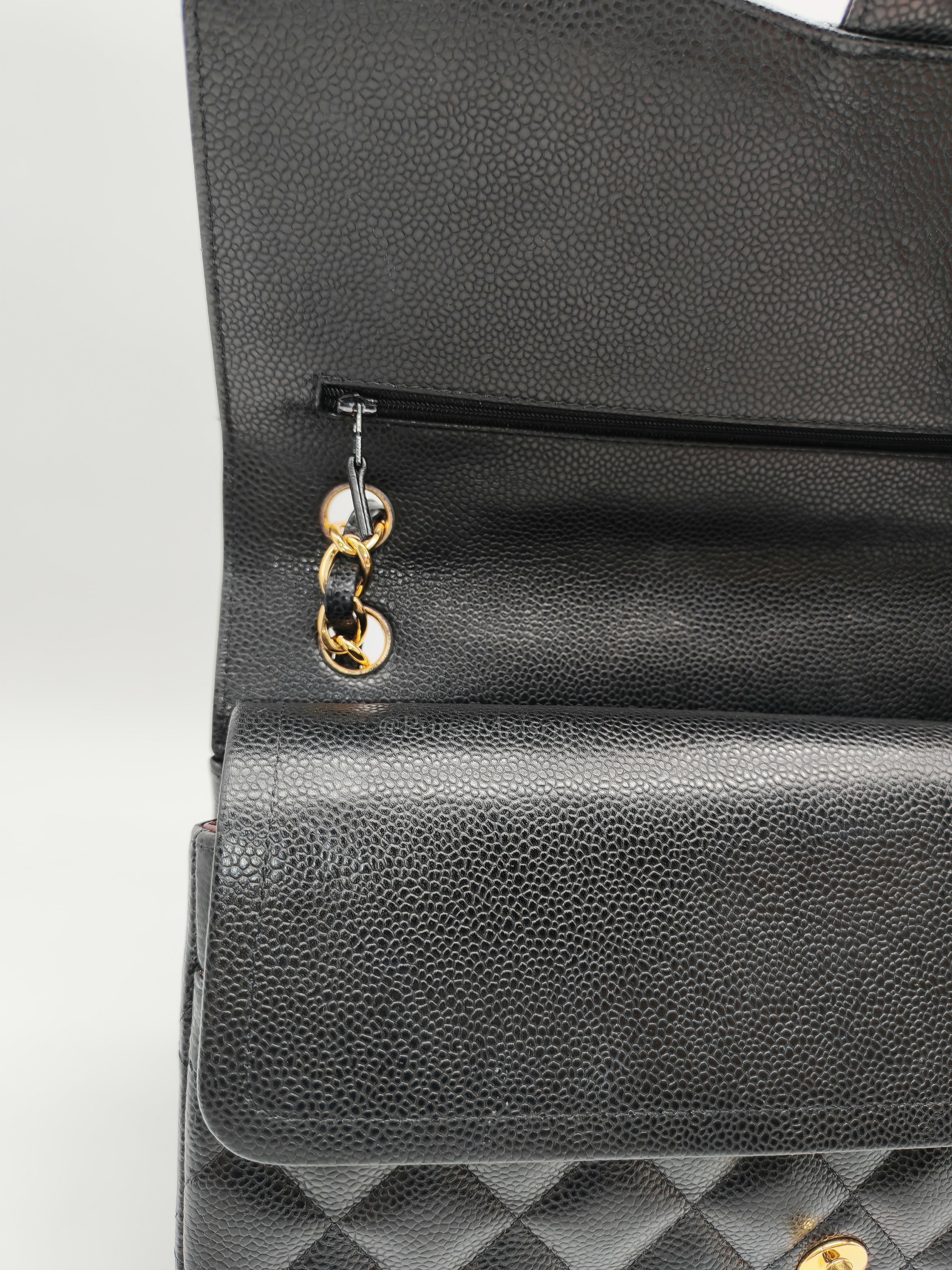 Classic Double Flap Jumbo in Black Caviar Leather & Gold Hardware Series 22 | Purse Maison Luxury Bags Shop