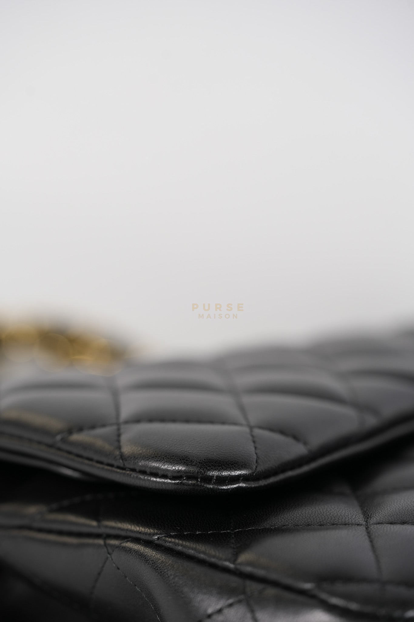 Classic Double Flap Jumbo in Black Lambskin Leather Gold Hardware (Series 14) | Purse Maison Luxury Bags Shop