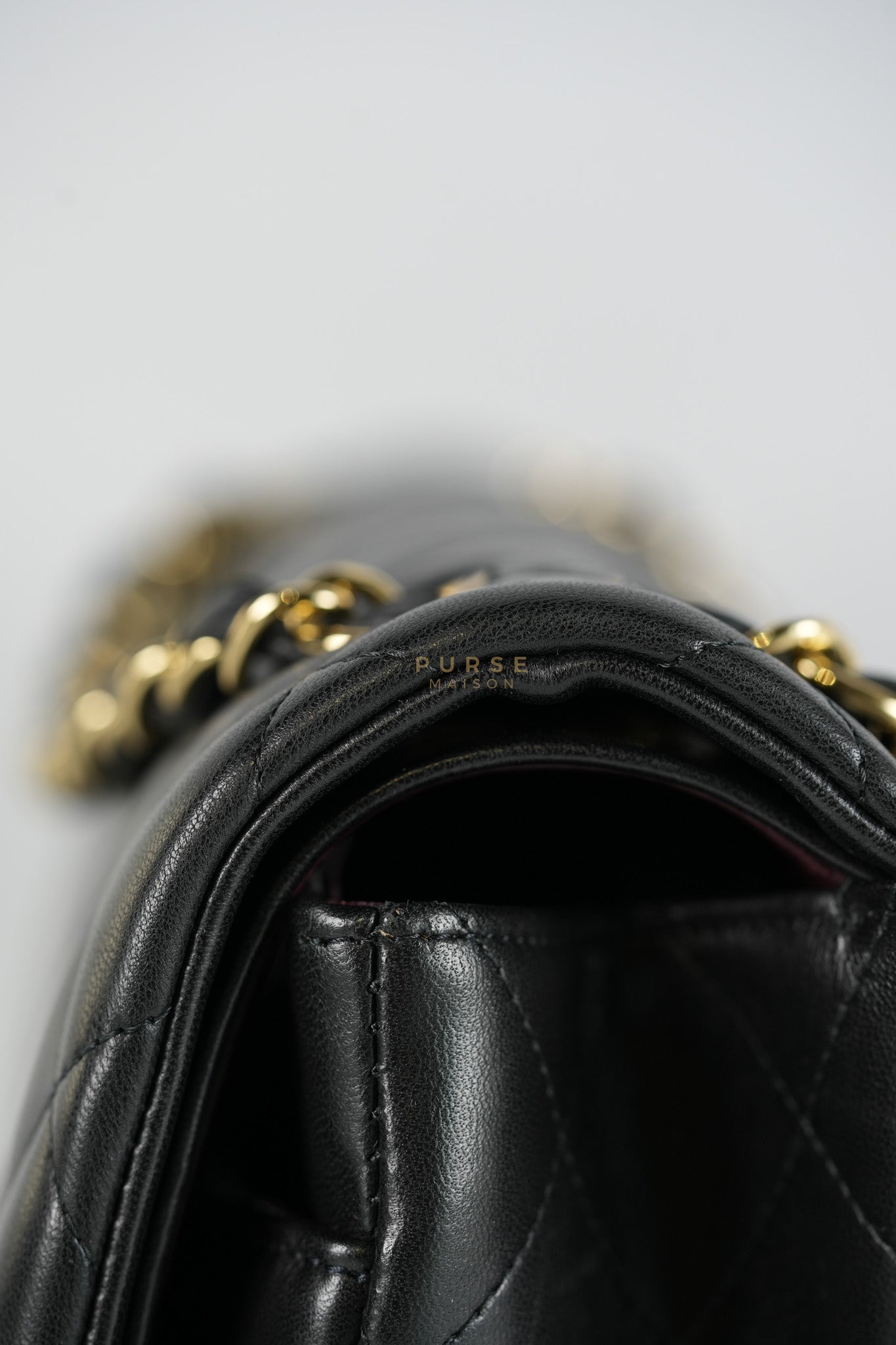 Classic Double Flap Jumbo in Black Lambskin Leather Gold Hardware (Series 14) | Purse Maison Luxury Bags Shop