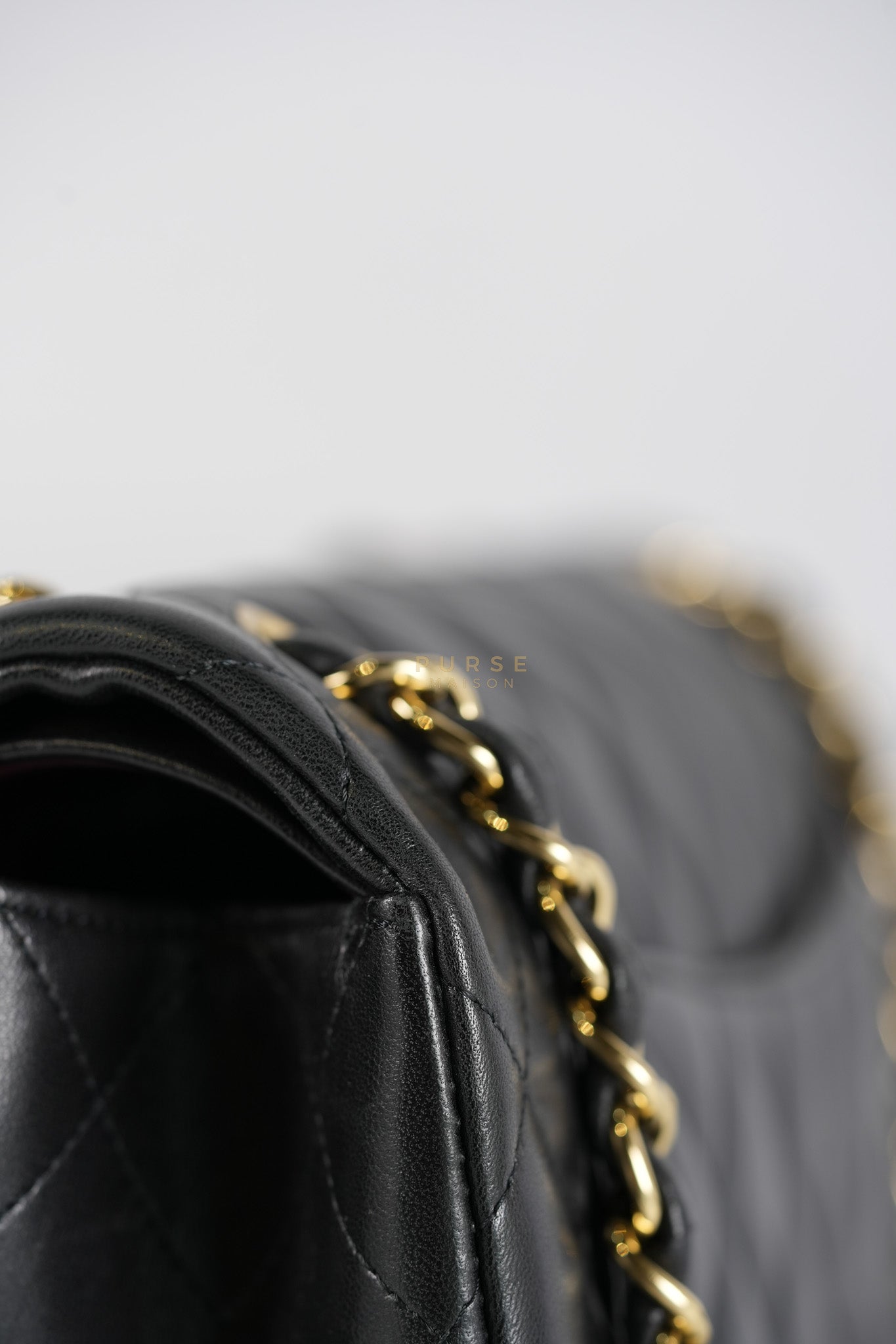 Classic Double Flap Jumbo in Black Lambskin Leather Gold Hardware (Series 14) | Purse Maison Luxury Bags Shop