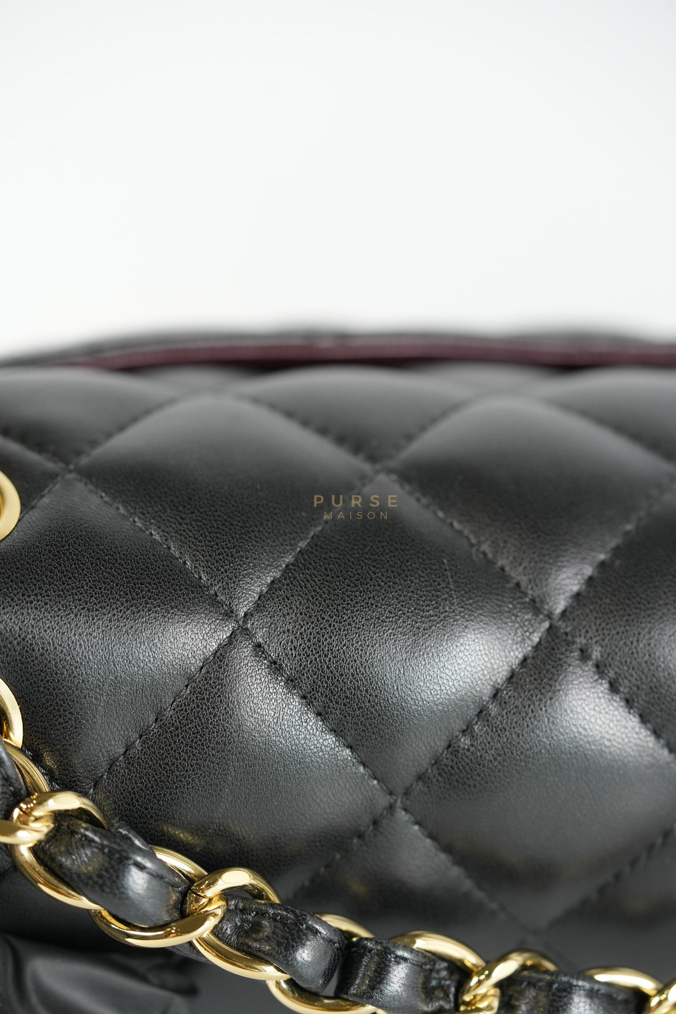 Classic Double Flap Jumbo in Black Lambskin Leather Gold Hardware (Series 14) | Purse Maison Luxury Bags Shop
