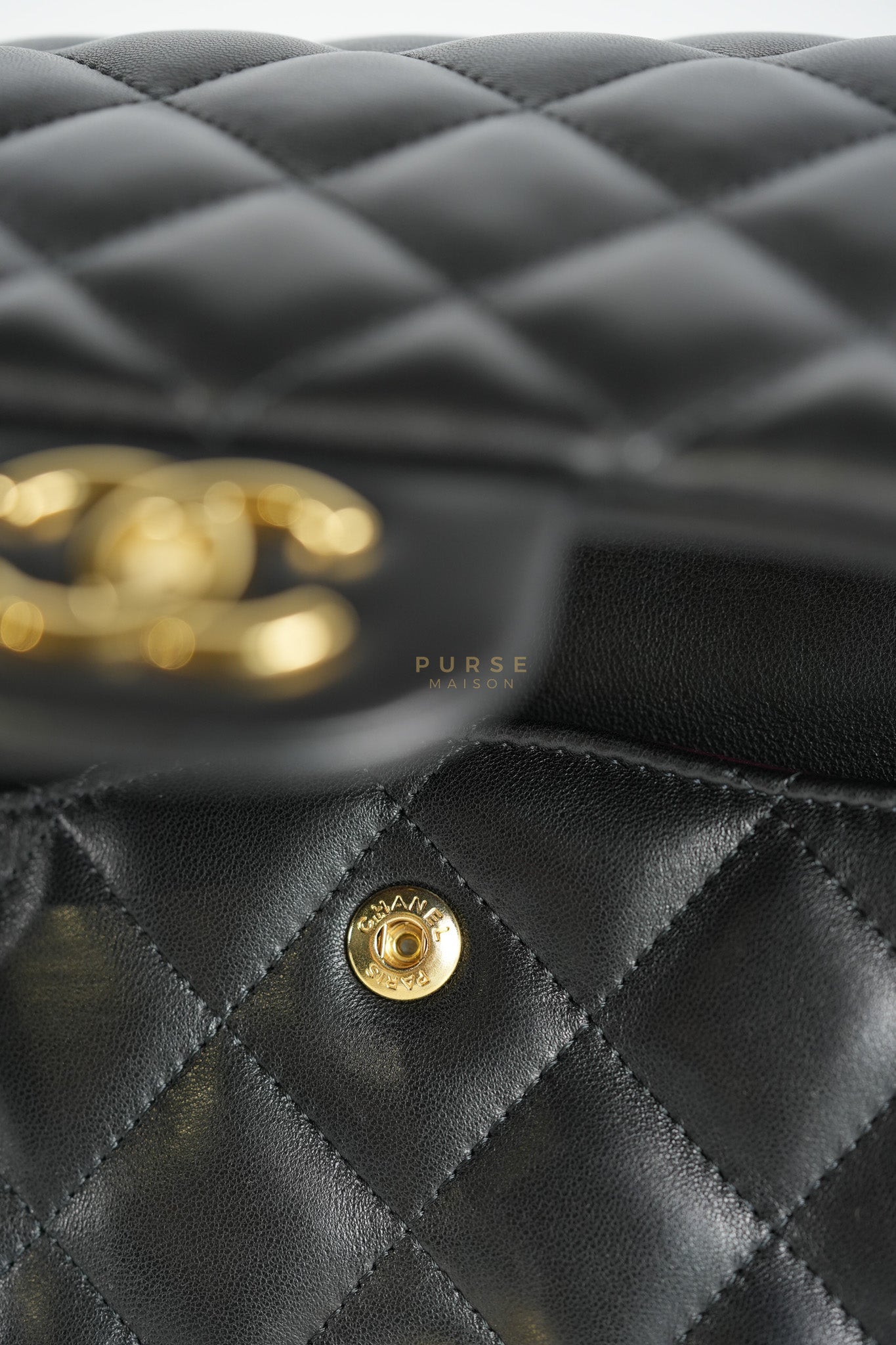 Classic Double Flap Jumbo in Black Lambskin Leather Gold Hardware (Series 14) | Purse Maison Luxury Bags Shop