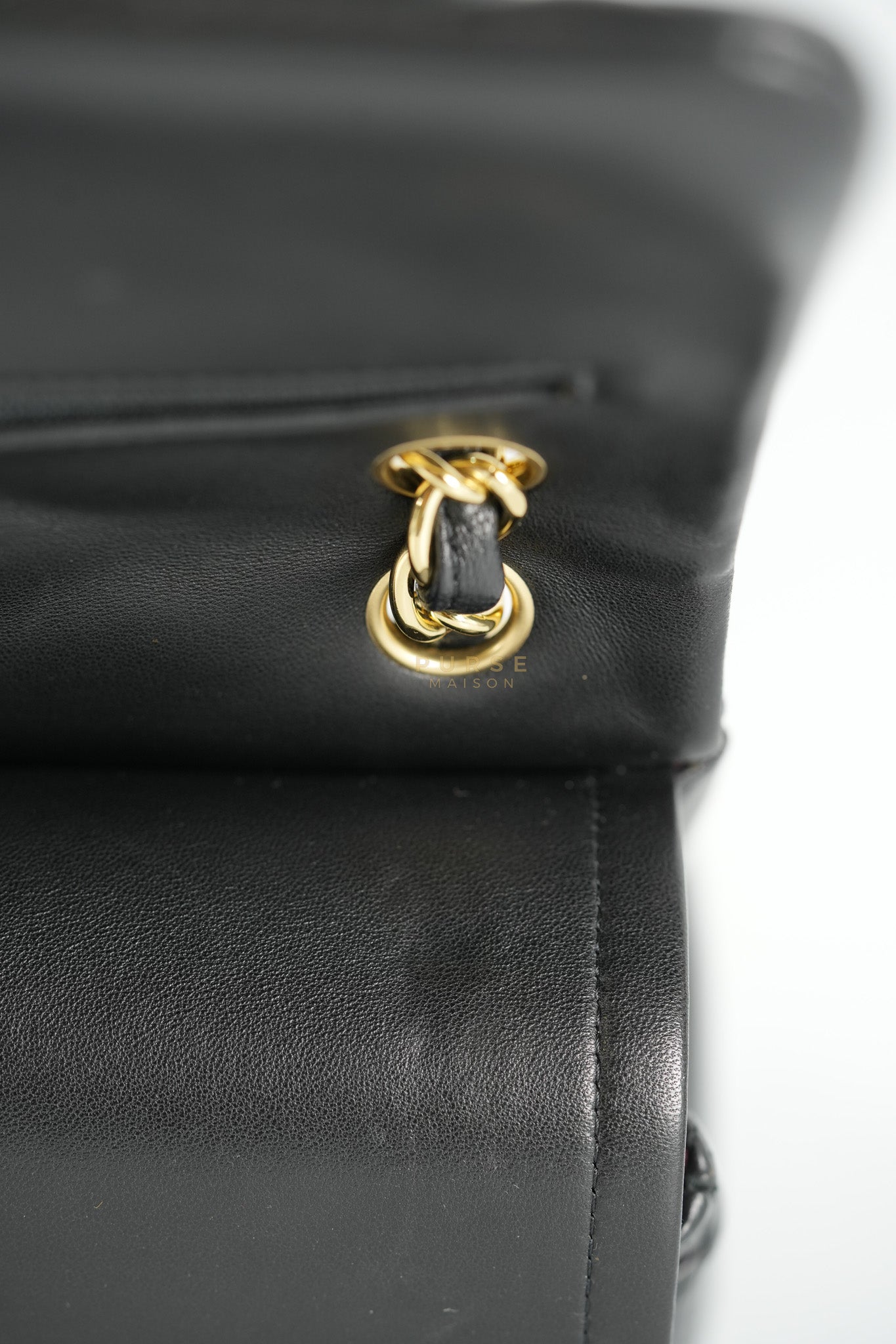 Classic Double Flap Jumbo in Black Lambskin Leather Gold Hardware (Series 14) | Purse Maison Luxury Bags Shop