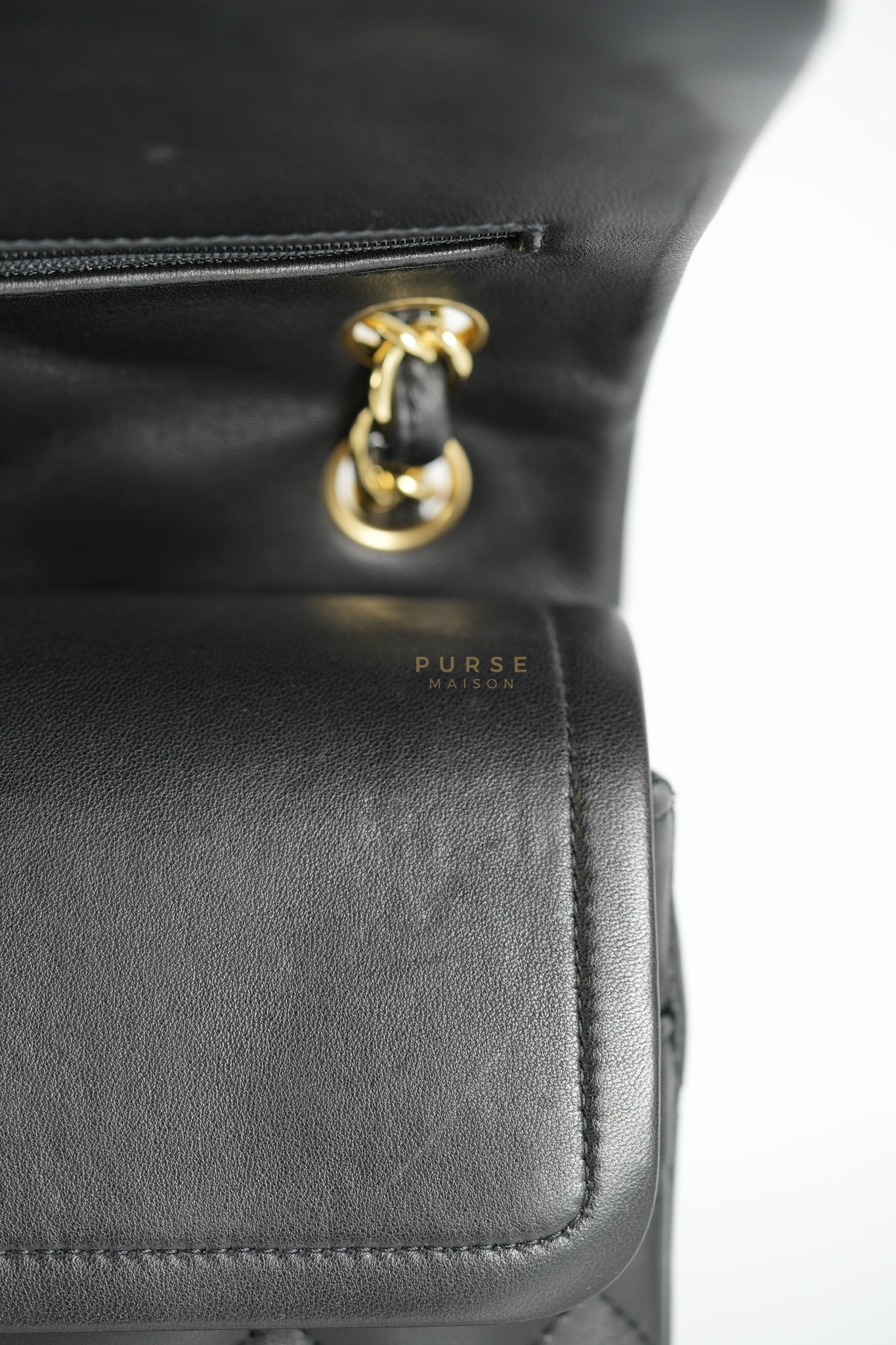 Classic Double Flap Jumbo in Black Lambskin Leather Gold Hardware (Series 14) | Purse Maison Luxury Bags Shop