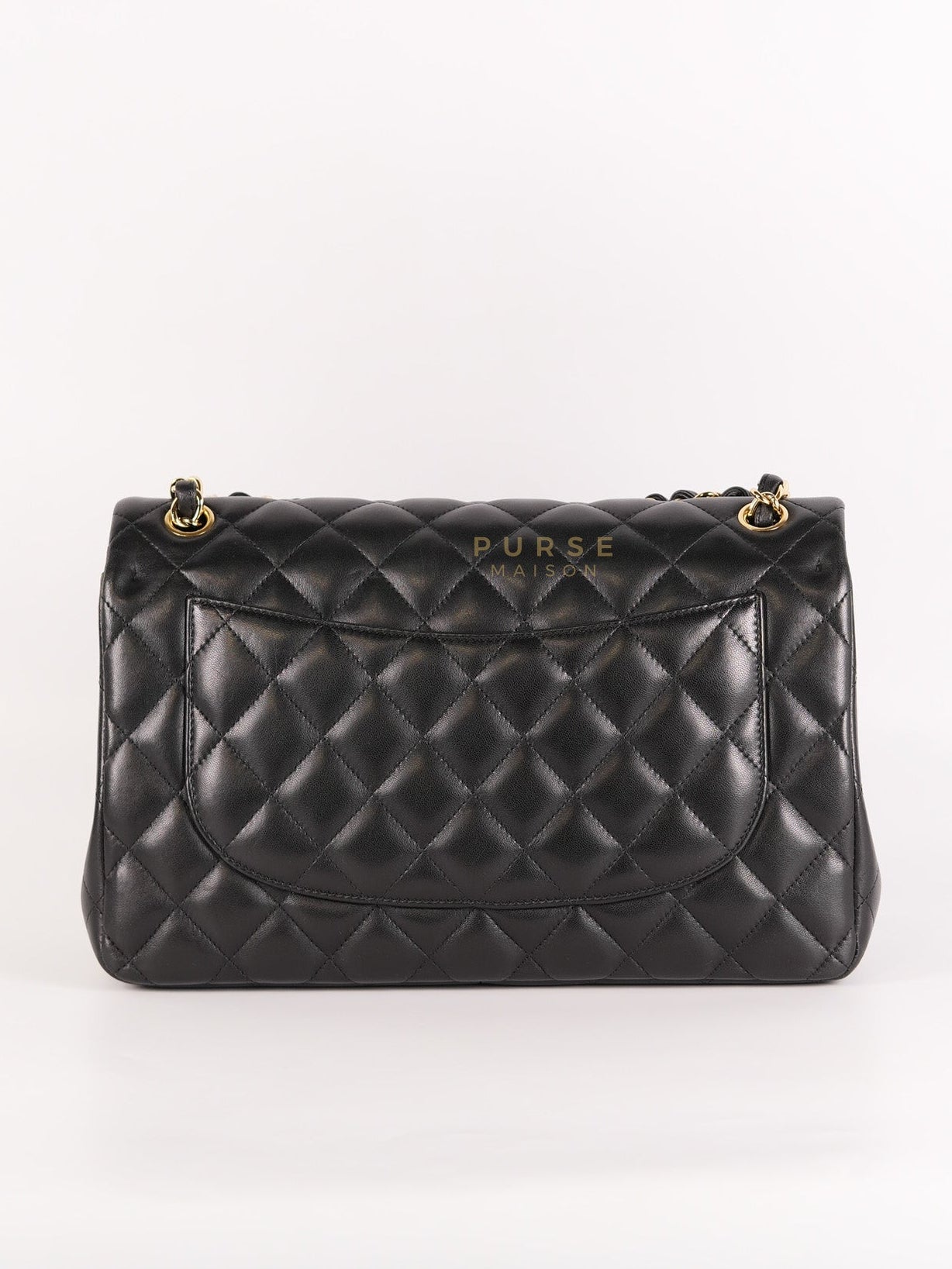Classic Double Flap Jumbo in Black Lambskin Leather Gold Hardware (Series 14) | Purse Maison Luxury Bags Shop