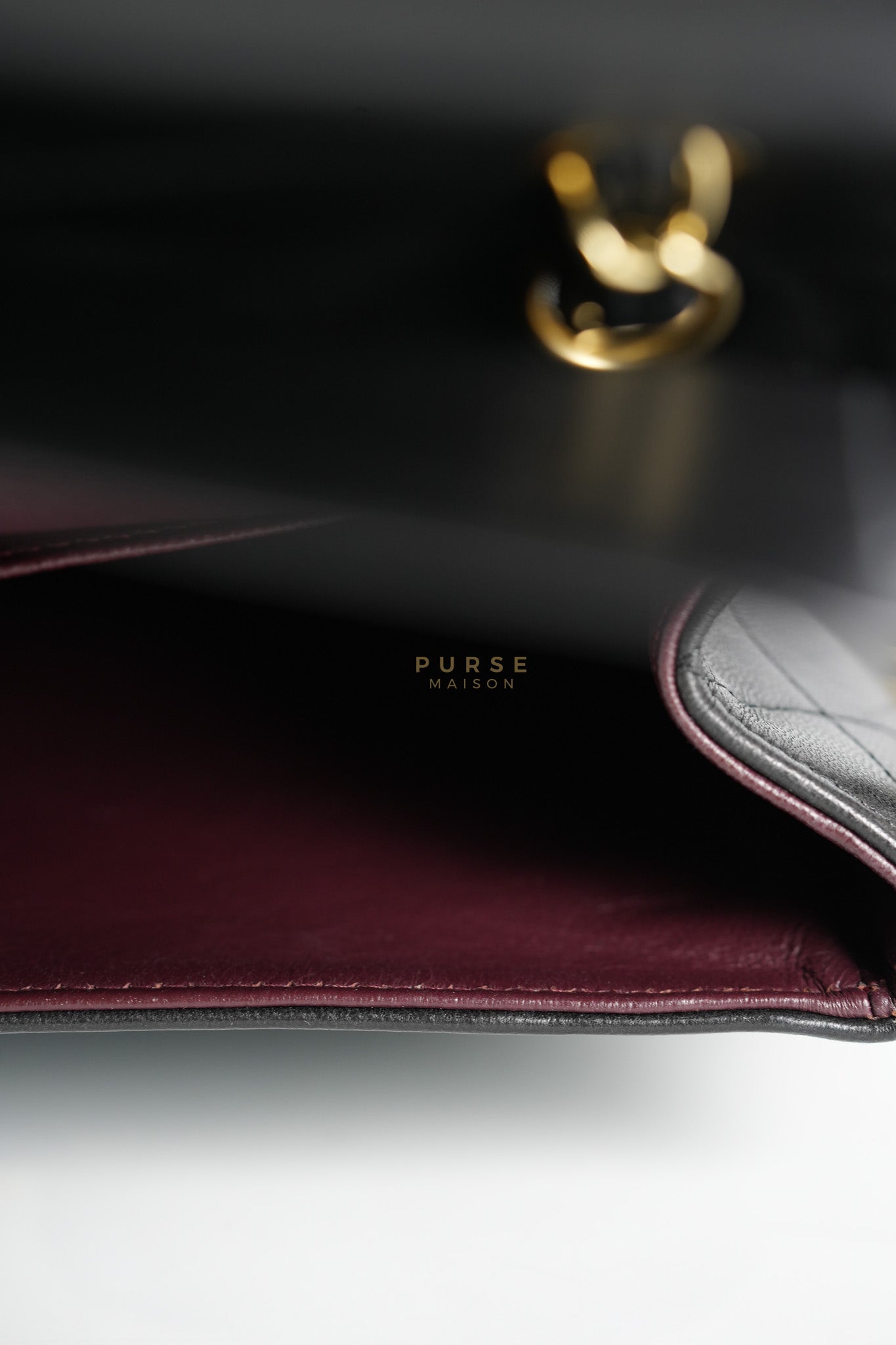 Classic Double Flap Jumbo in Black Lambskin Leather Gold Hardware (Series 14) | Purse Maison Luxury Bags Shop