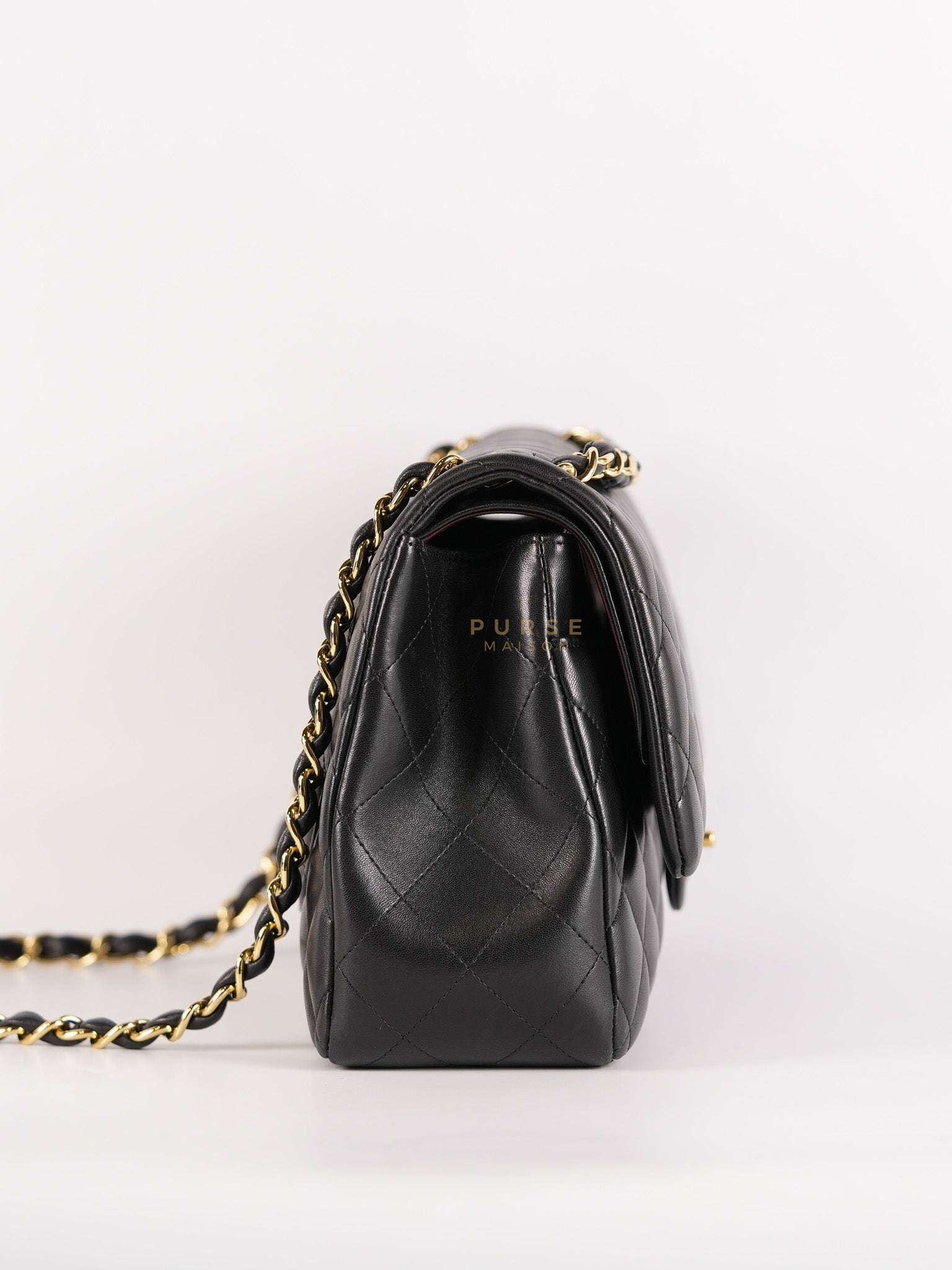 Classic Double Flap Jumbo in Black Lambskin Leather Gold Hardware (Series 14) | Purse Maison Luxury Bags Shop