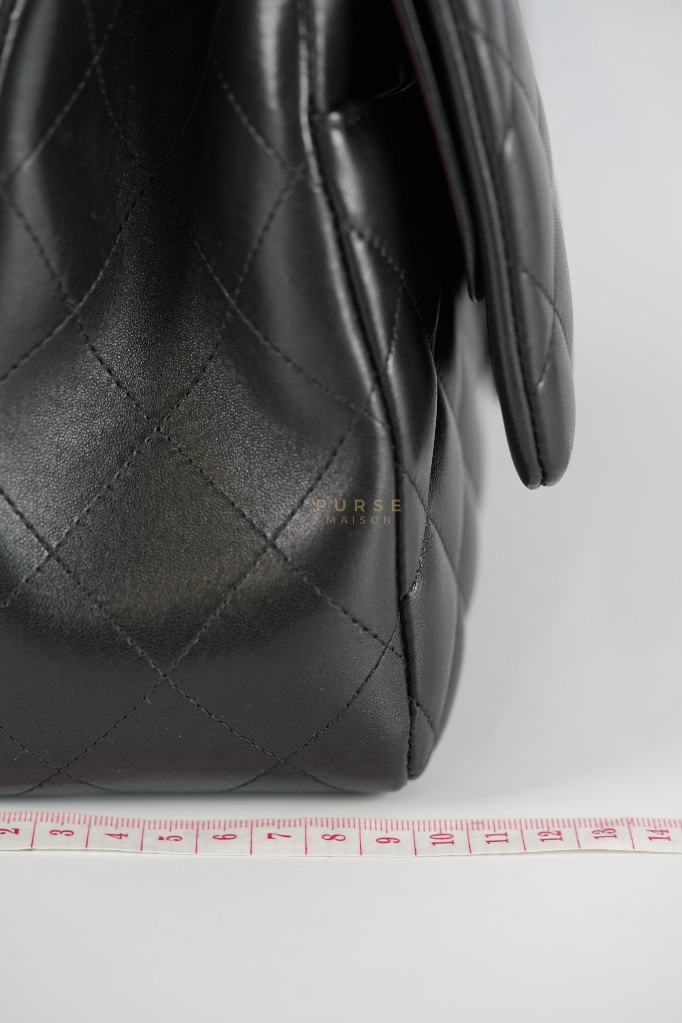 Classic Double Flap Jumbo in Black Lambskin Leather Gold Hardware (Series 14) | Purse Maison Luxury Bags Shop