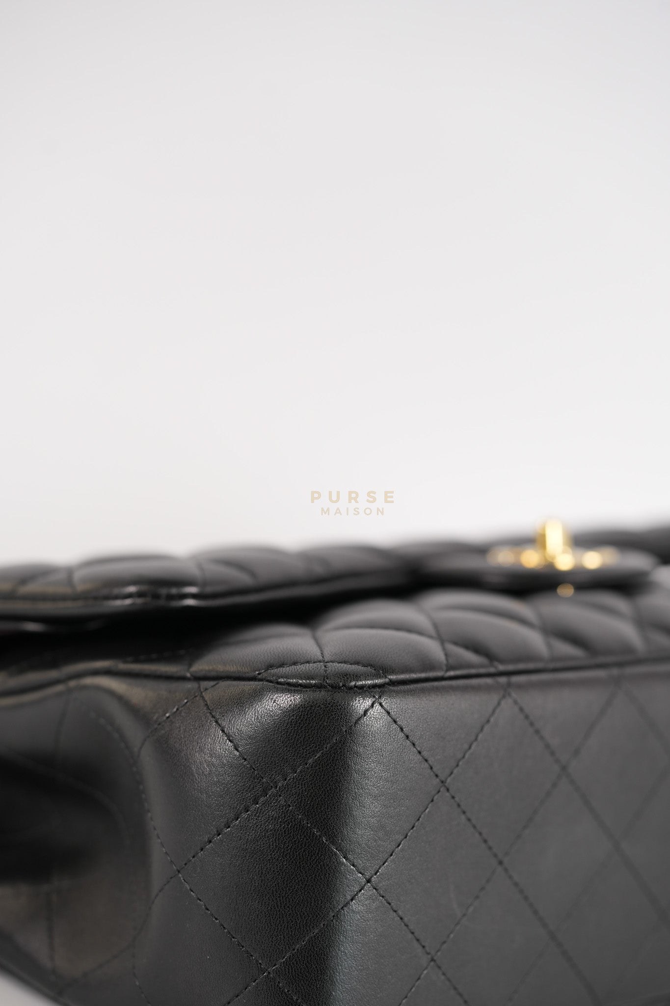 Classic Double Flap Jumbo in Black Lambskin Leather Gold Hardware (Series 14) | Purse Maison Luxury Bags Shop