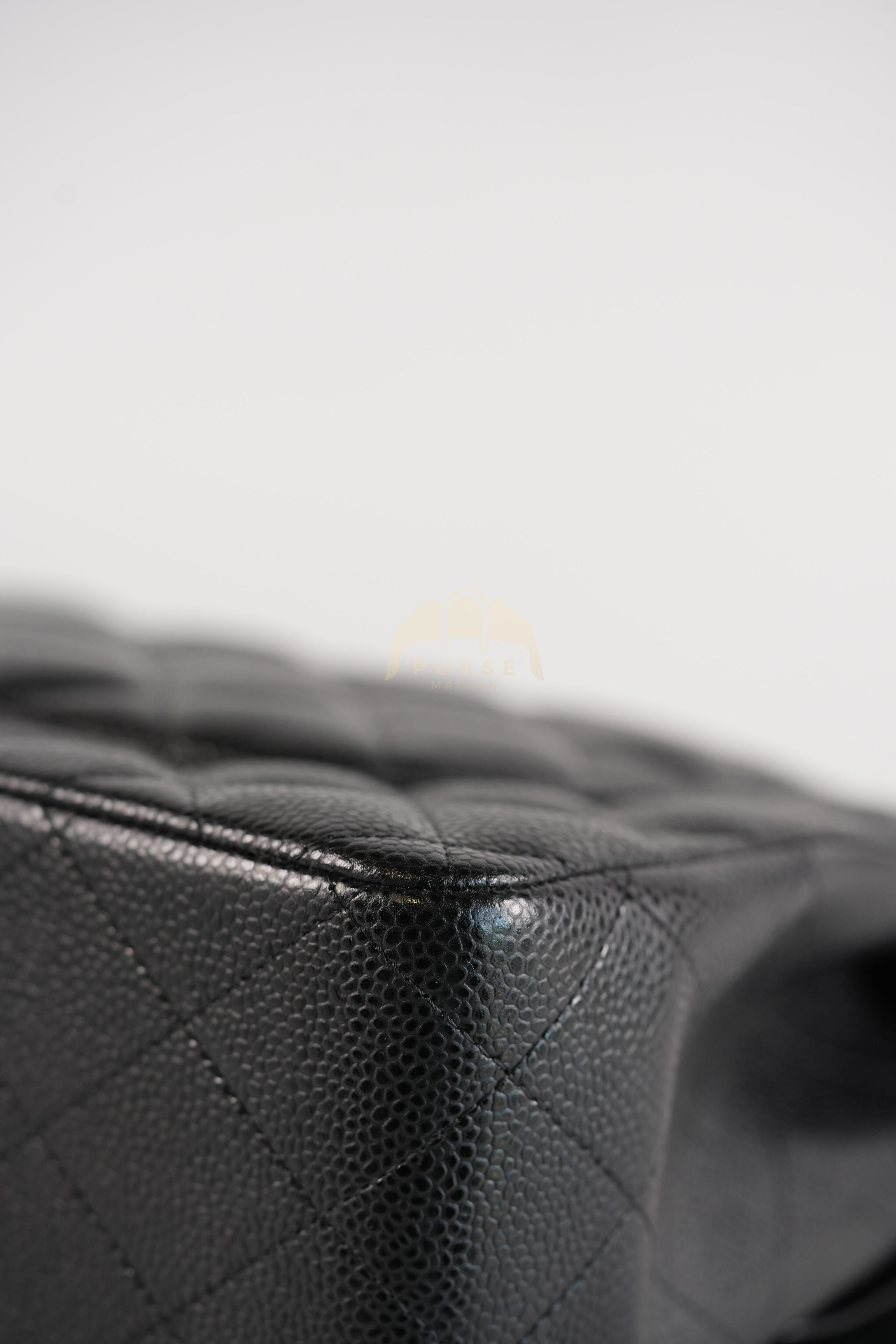 Classic Double Flap Jumbo in Black Quilted Caviar Leather and Gold Hardware Series 26 | Purse Maison Luxury Bags Shop