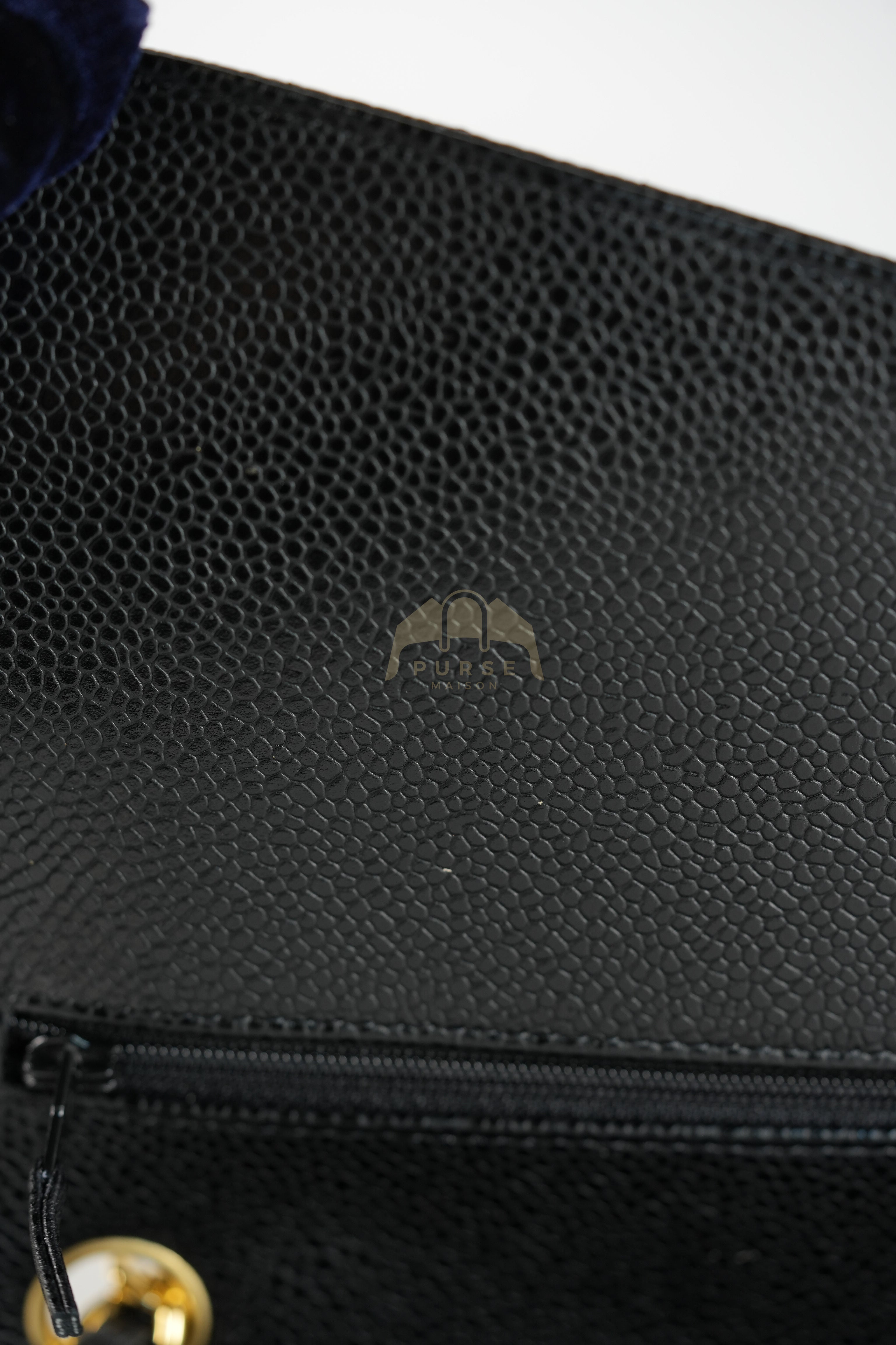 Classic Double Flap Jumbo in Black Quilted Caviar Leather and Gold Hardware Series 26 | Purse Maison Luxury Bags Shop