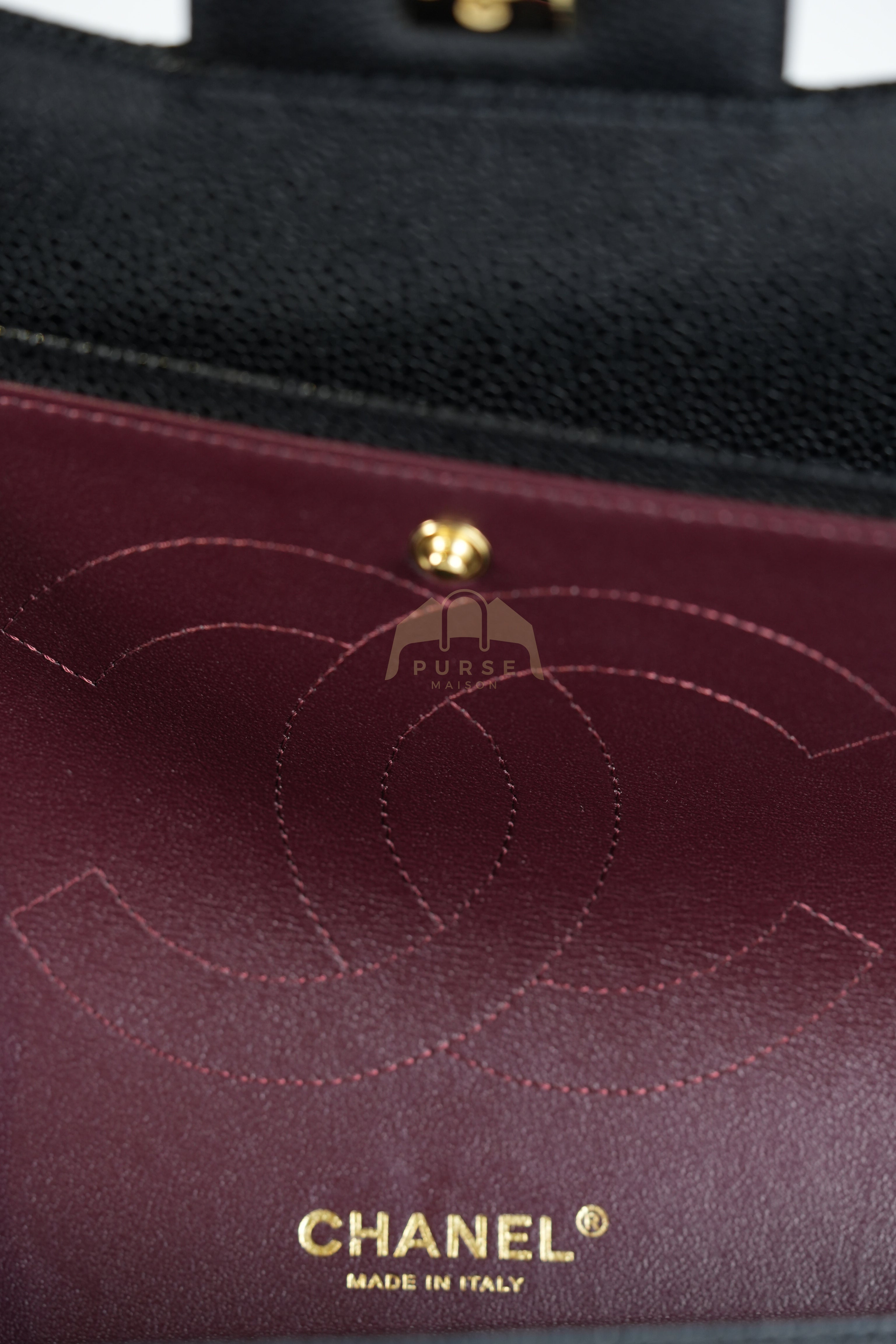 Classic Double Flap Jumbo in Black Quilted Caviar Leather and Gold Hardware Series 26 | Purse Maison Luxury Bags Shop