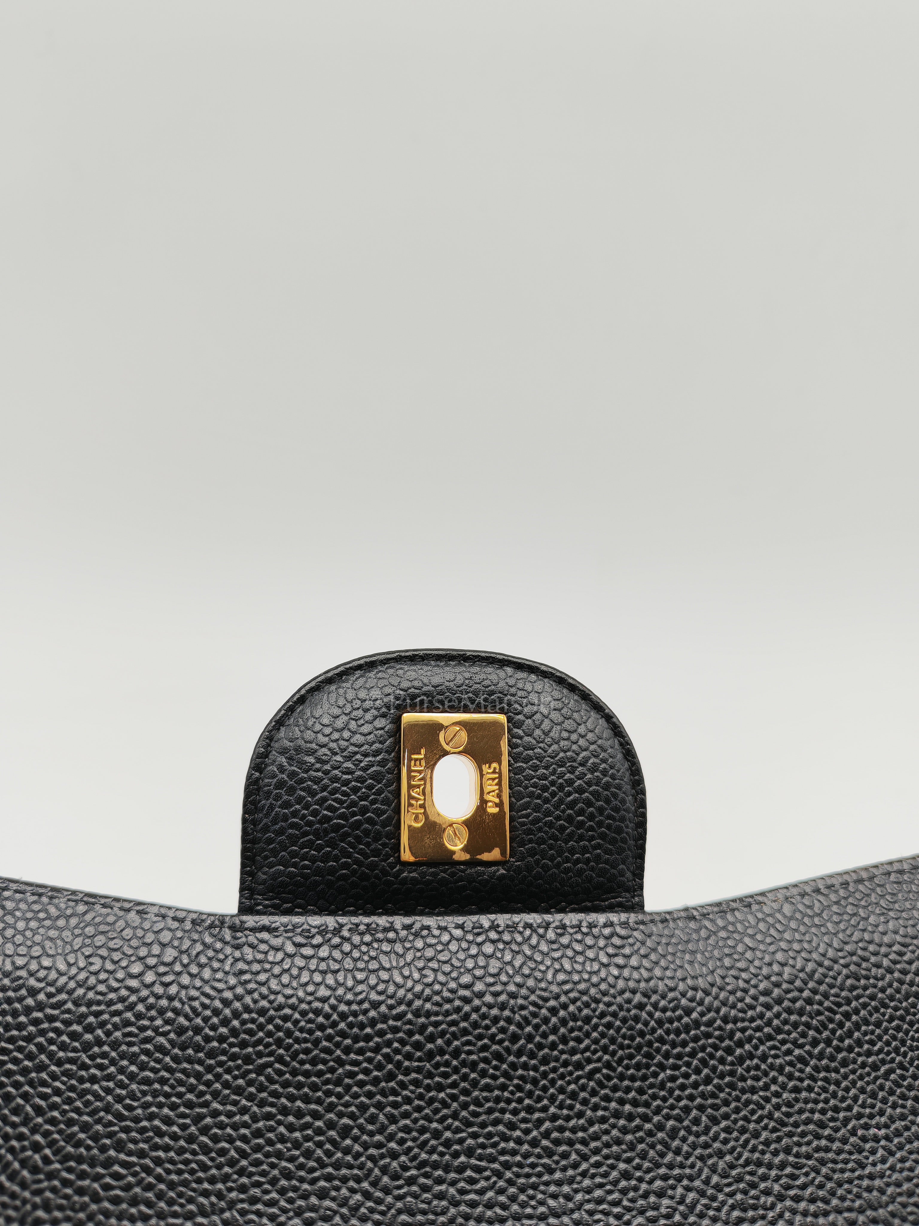 Classic Double Flap Jumbo in Black Quilted Caviar Leather & Gold Hardware Series 16 | Purse Maison Luxury Bags Shop