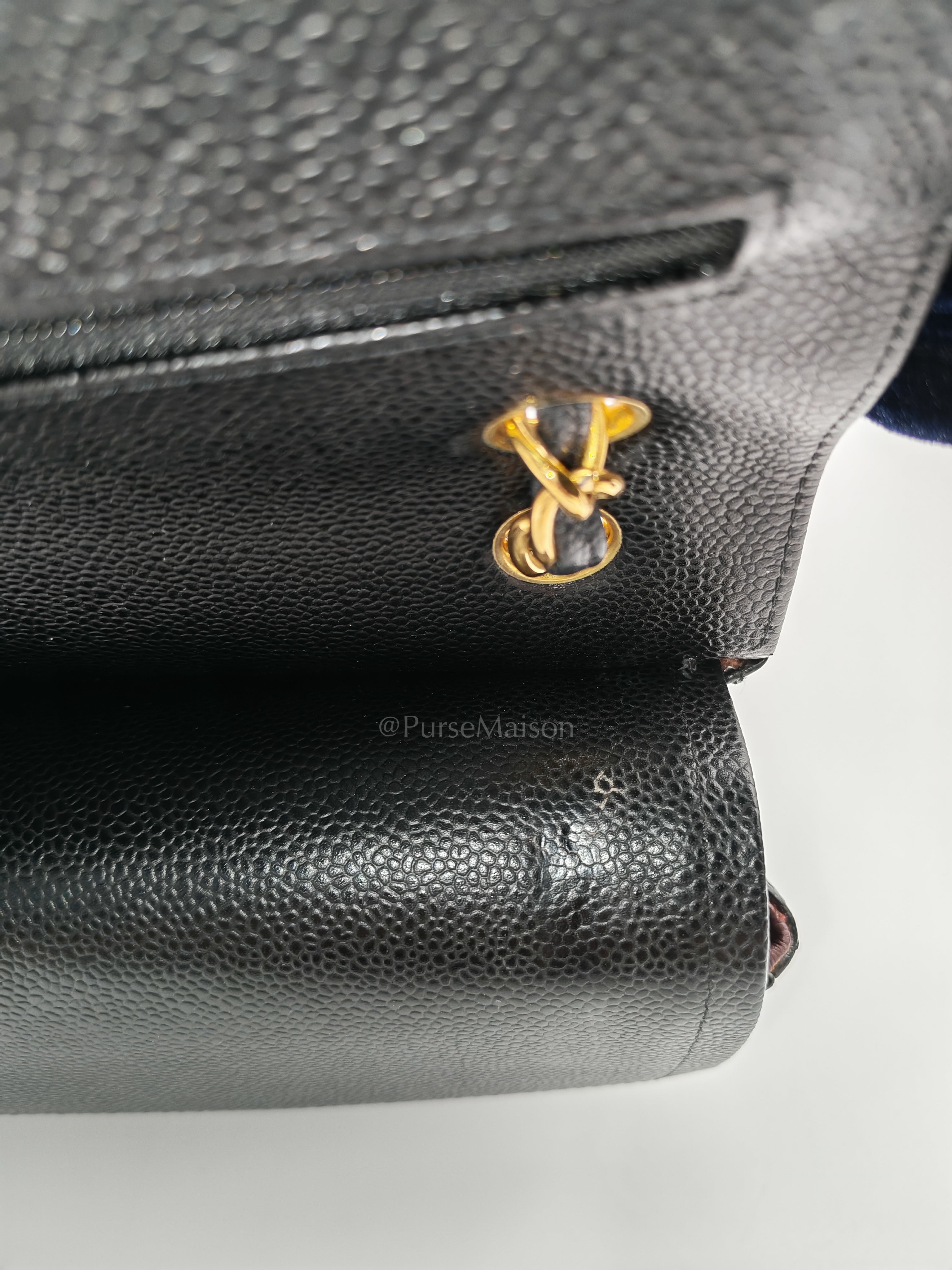 Classic Double Flap Jumbo in Black Quilted Caviar Leather & Gold Hardware Series 16 | Purse Maison Luxury Bags Shop