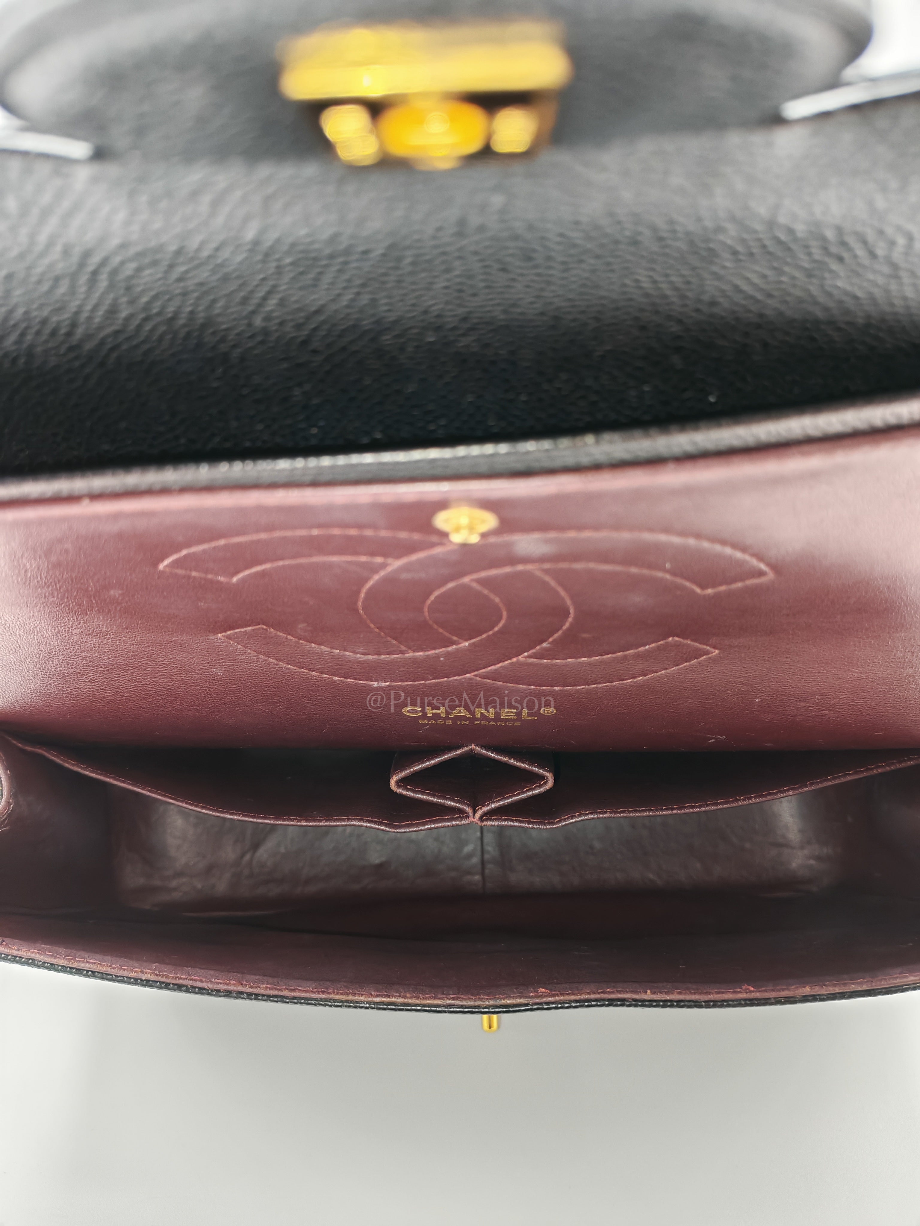 Classic Double Flap Jumbo in Black Quilted Caviar Leather & Gold Hardware Series 16 | Purse Maison Luxury Bags Shop
