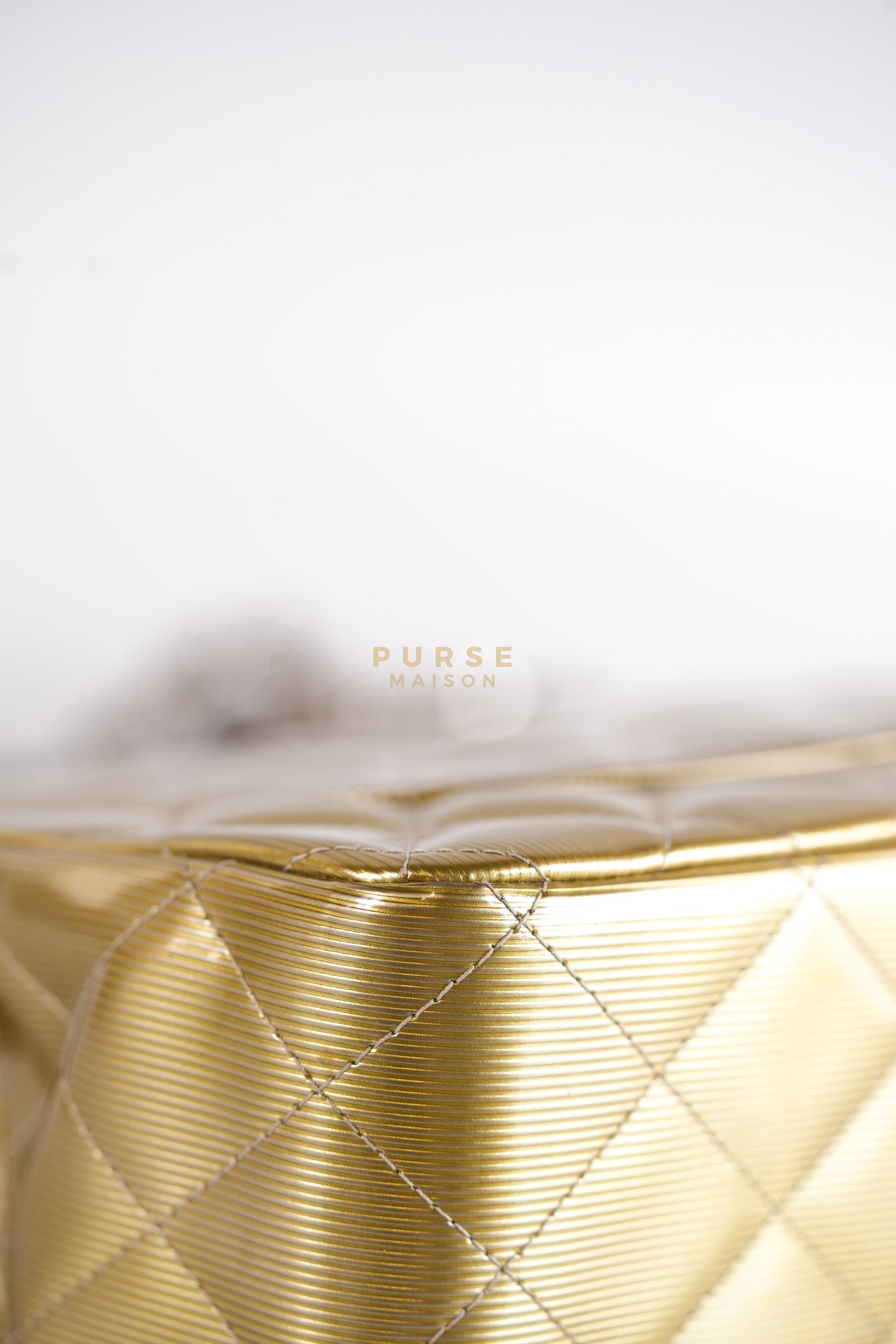 Classic Double Flap Jumbo in Gold Quilted Patent Leather & Silver Hardware Series 17 | Purse Maison Luxury Bags Shop