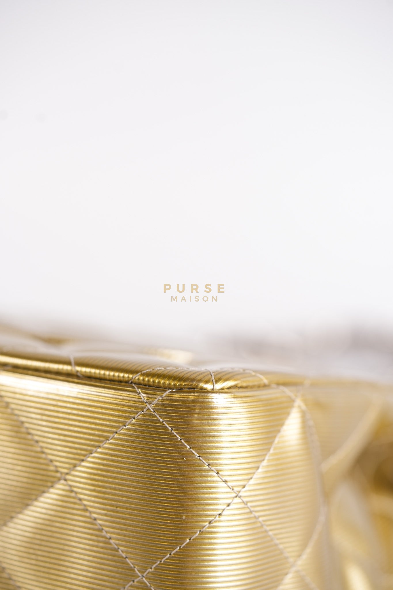 Classic Double Flap Jumbo in Gold Quilted Patent Leather & Silver Hardware Series 17 | Purse Maison Luxury Bags Shop