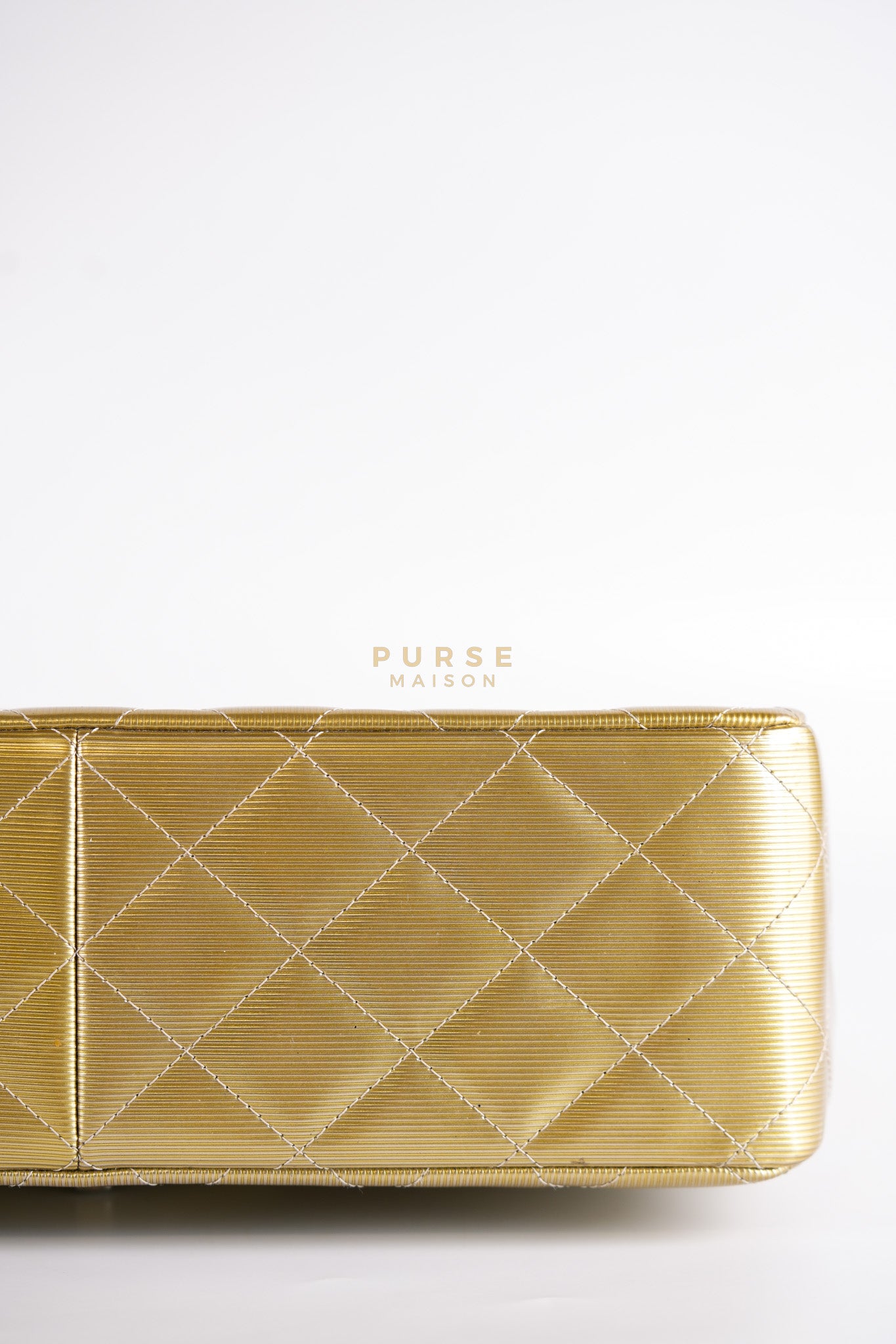 Classic Double Flap Jumbo in Gold Quilted Patent Leather & Silver Hardware Series 17 | Purse Maison Luxury Bags Shop