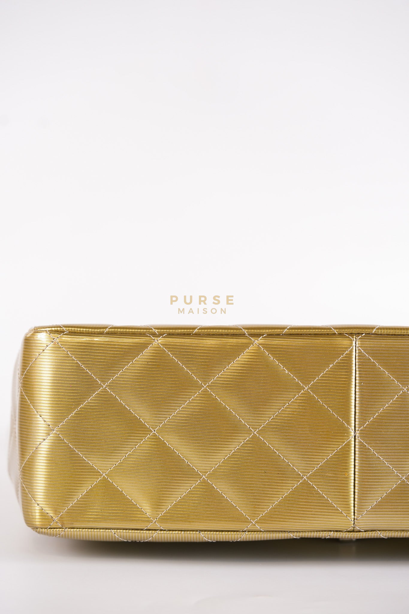 Classic Double Flap Jumbo in Gold Quilted Patent Leather & Silver Hardware Series 17 | Purse Maison Luxury Bags Shop