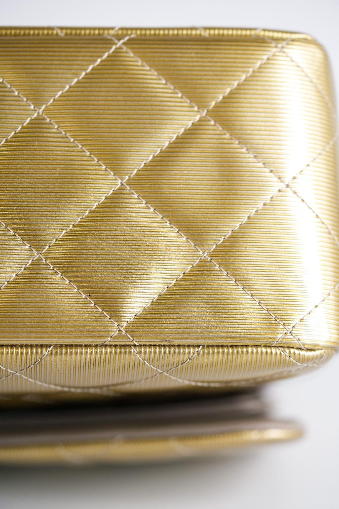 Classic Double Flap Jumbo in Gold Quilted Patent Leather & Silver Hardware Series 17 | Purse Maison Luxury Bags Shop
