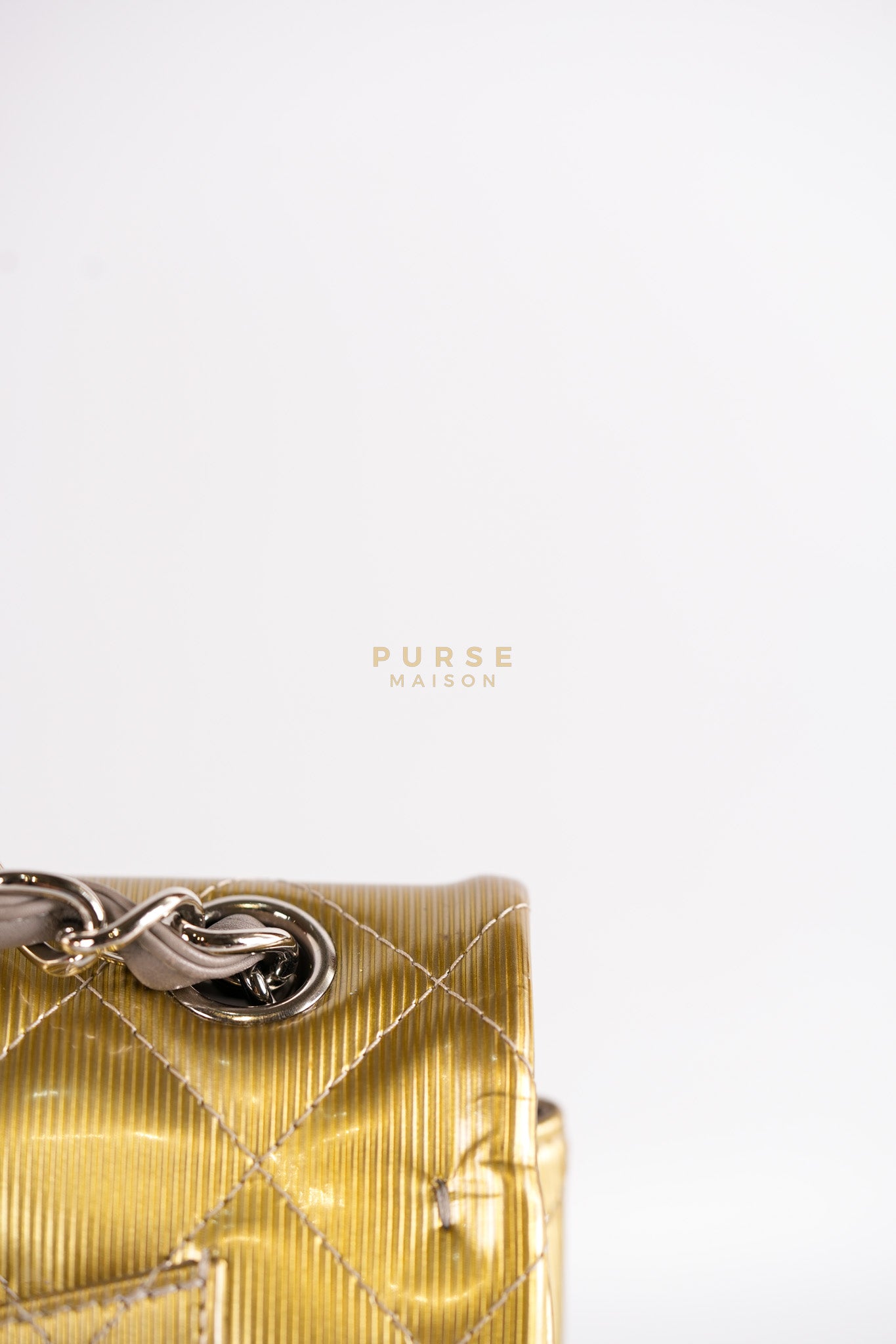 Classic Double Flap Jumbo in Gold Quilted Patent Leather & Silver Hardware Series 17 | Purse Maison Luxury Bags Shop