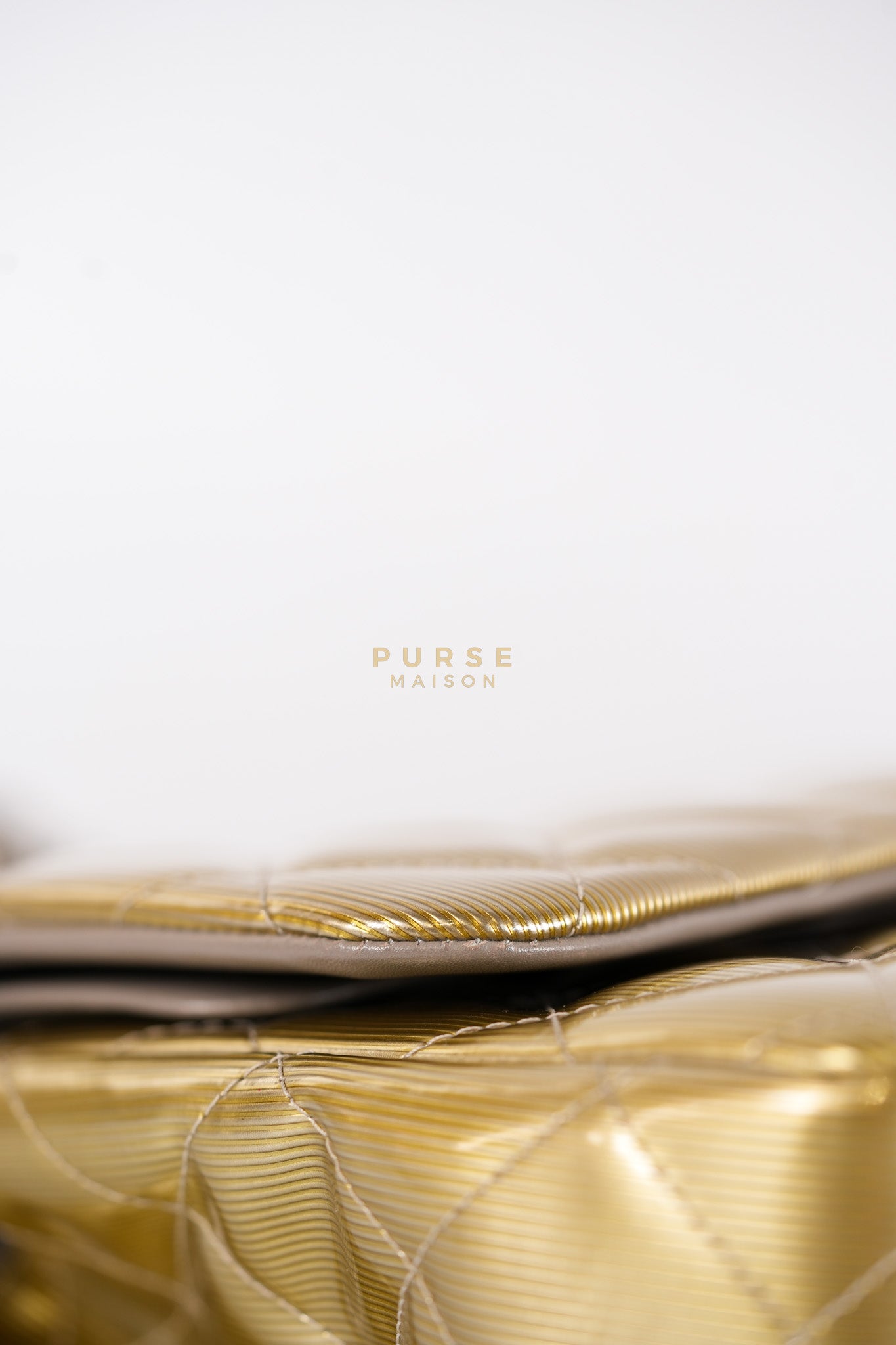 Classic Double Flap Jumbo in Gold Quilted Patent Leather & Silver Hardware Series 17 | Purse Maison Luxury Bags Shop