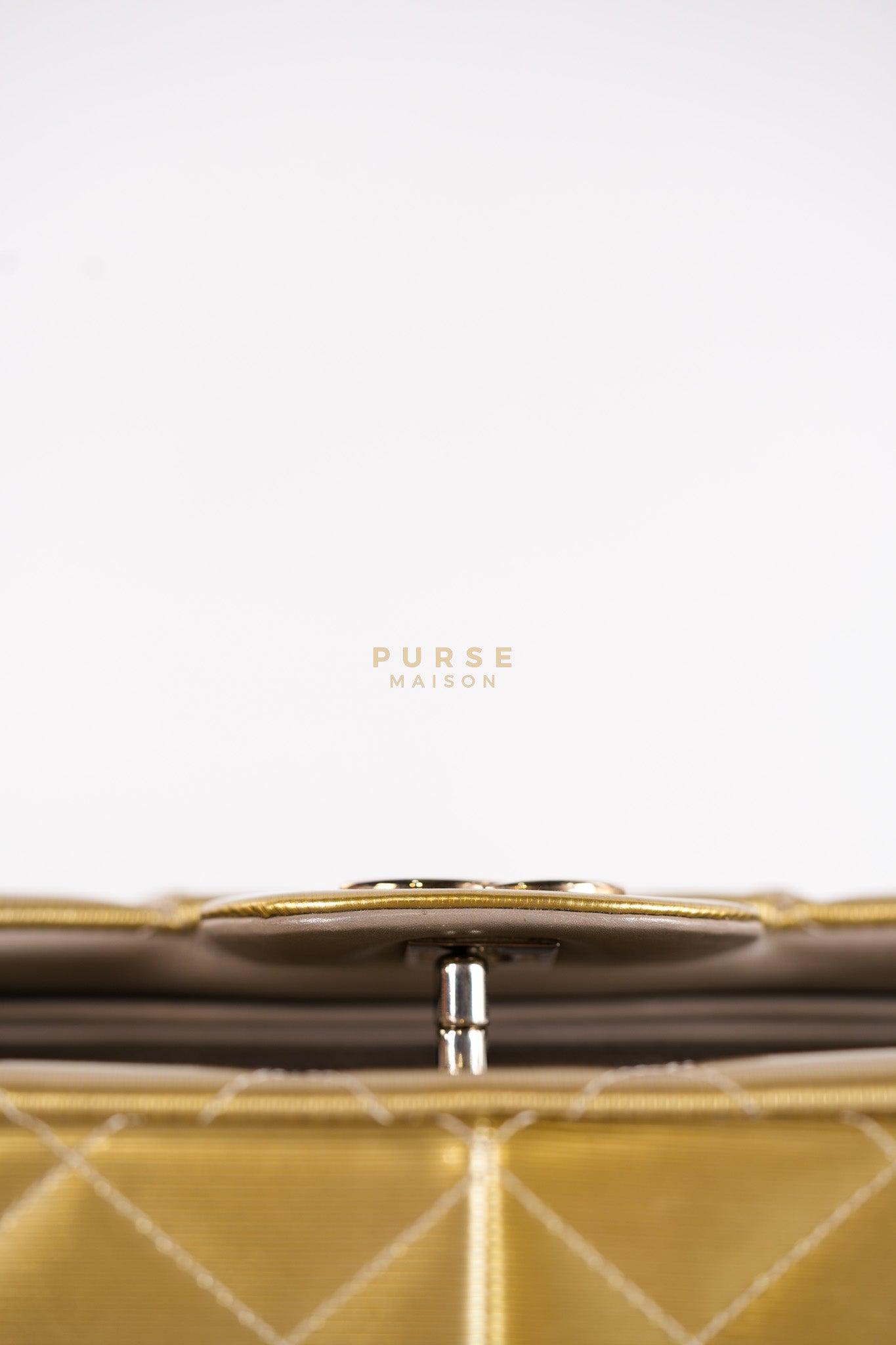 Classic Double Flap Jumbo in Gold Quilted Patent Leather & Silver Hardware Series 17 | Purse Maison Luxury Bags Shop