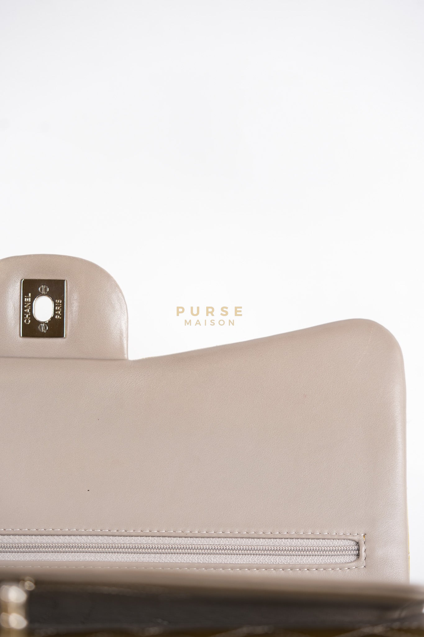 Classic Double Flap Jumbo in Gold Quilted Patent Leather & Silver Hardware Series 17 | Purse Maison Luxury Bags Shop