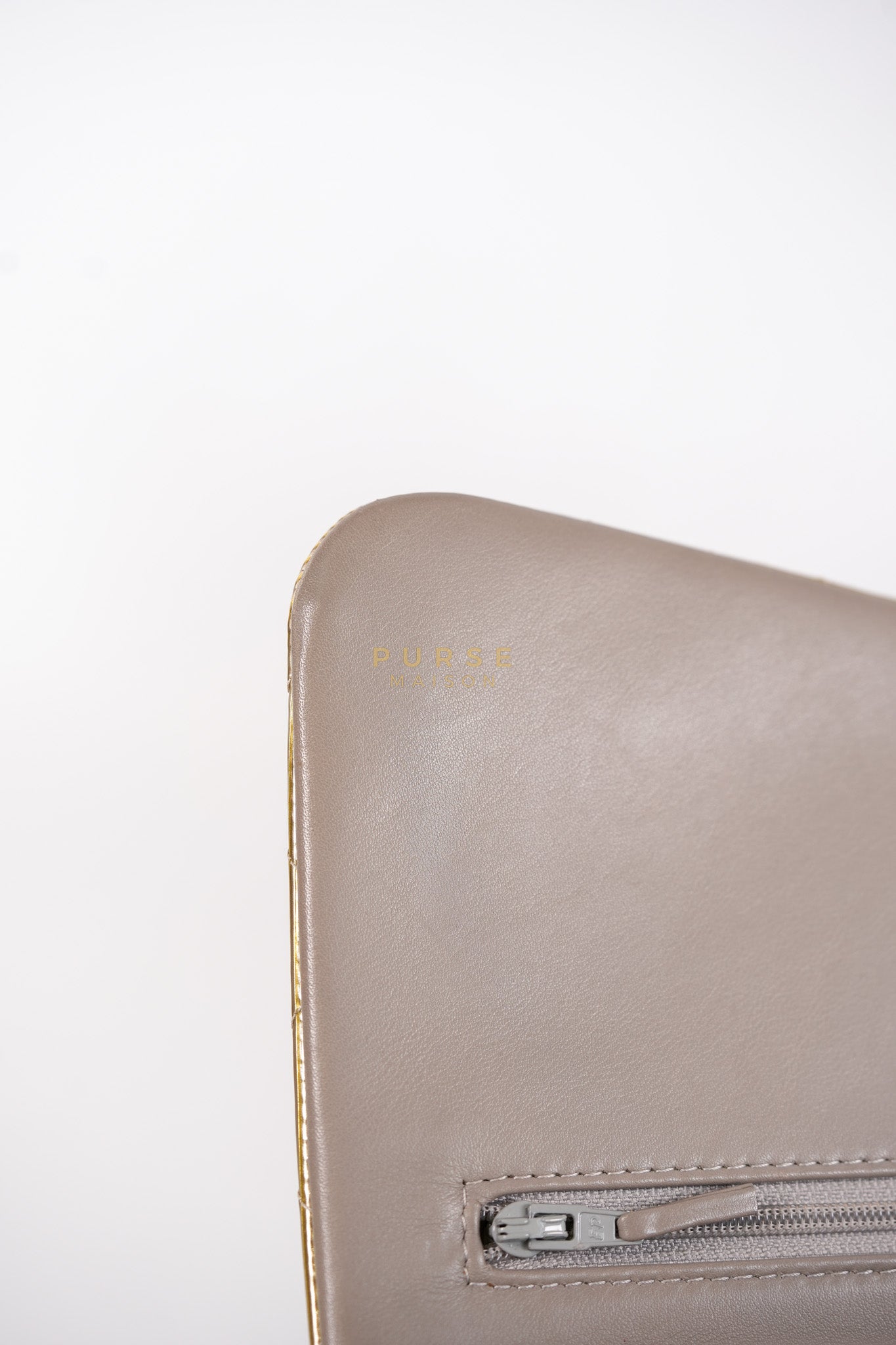 Classic Double Flap Jumbo in Gold Quilted Patent Leather & Silver Hardware Series 17 | Purse Maison Luxury Bags Shop