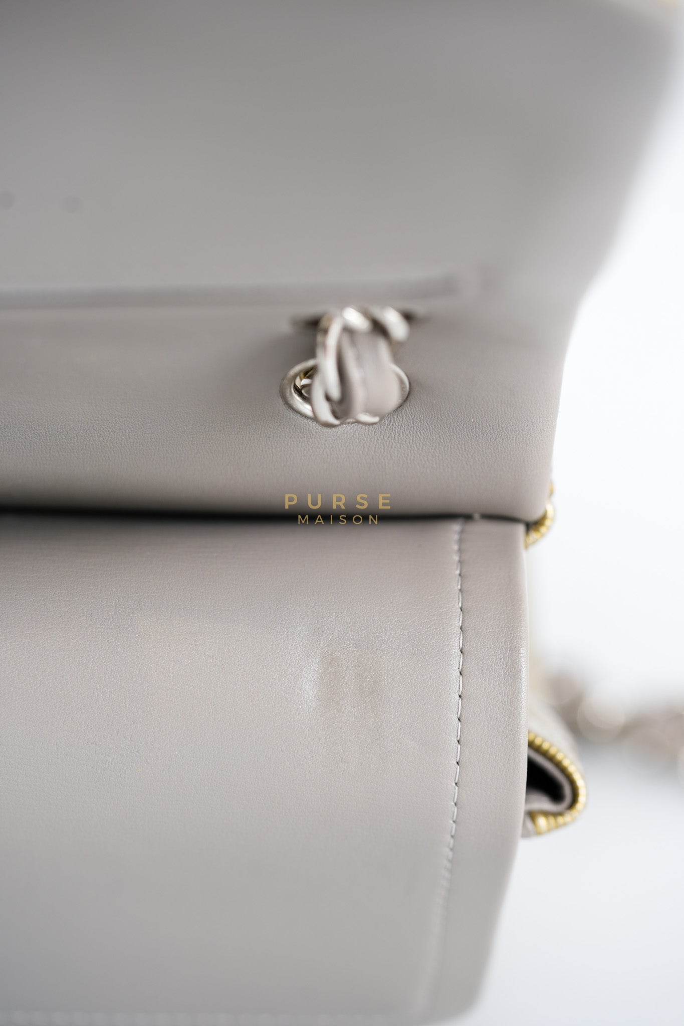 Classic Double Flap Jumbo in Gold Quilted Patent Leather & Silver Hardware Series 17 | Purse Maison Luxury Bags Shop