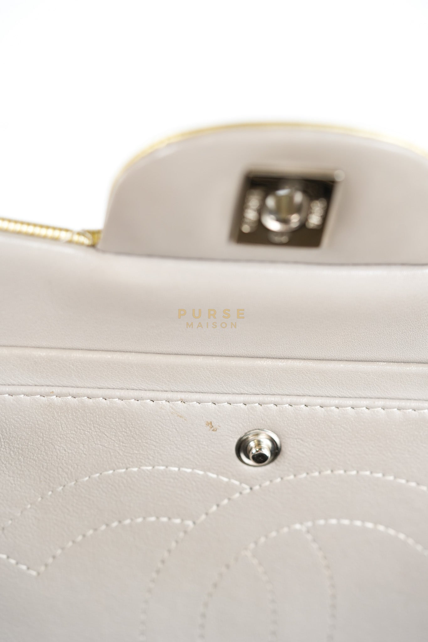 Classic Double Flap Jumbo in Gold Quilted Patent Leather & Silver Hardware Series 17 | Purse Maison Luxury Bags Shop