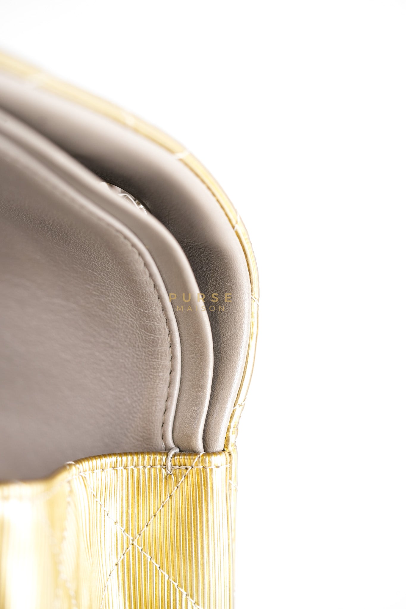 Classic Double Flap Jumbo in Gold Quilted Patent Leather & Silver Hardware Series 17 | Purse Maison Luxury Bags Shop