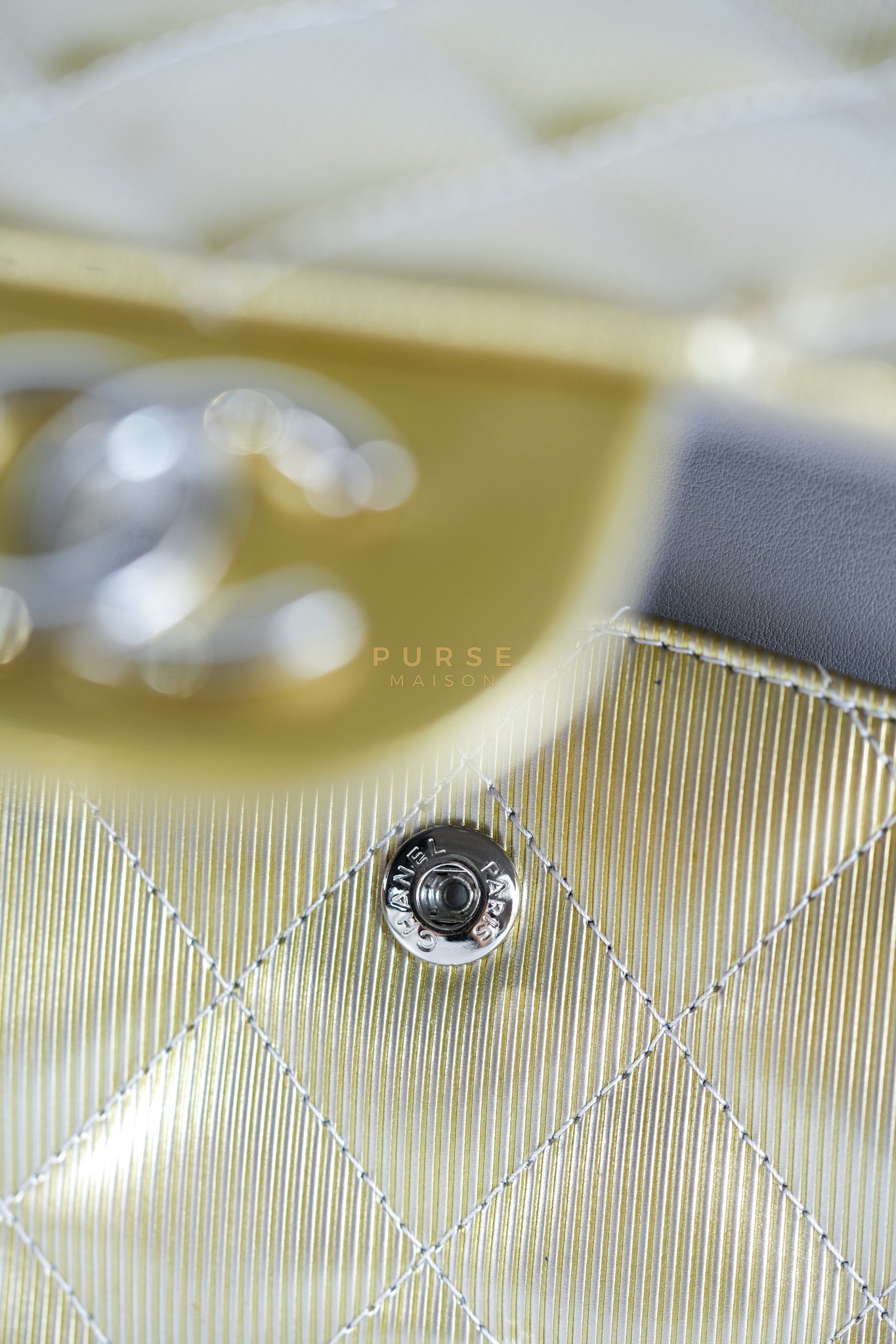 Classic Double Flap Jumbo in Gold Quilted Patent Leather & Silver Hardware Series 17 | Purse Maison Luxury Bags Shop