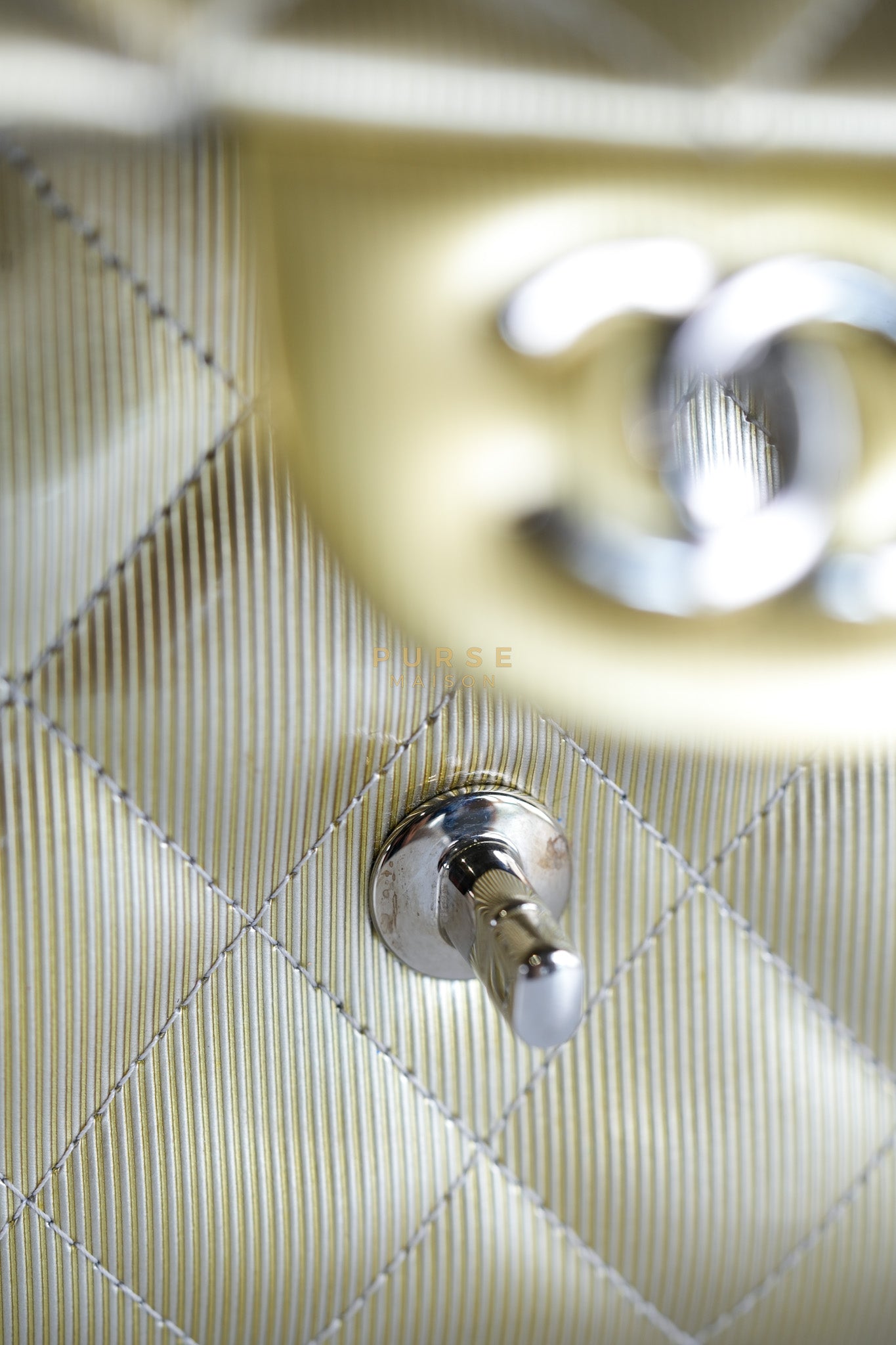 Classic Double Flap Jumbo in Gold Quilted Patent Leather & Silver Hardware Series 17 | Purse Maison Luxury Bags Shop