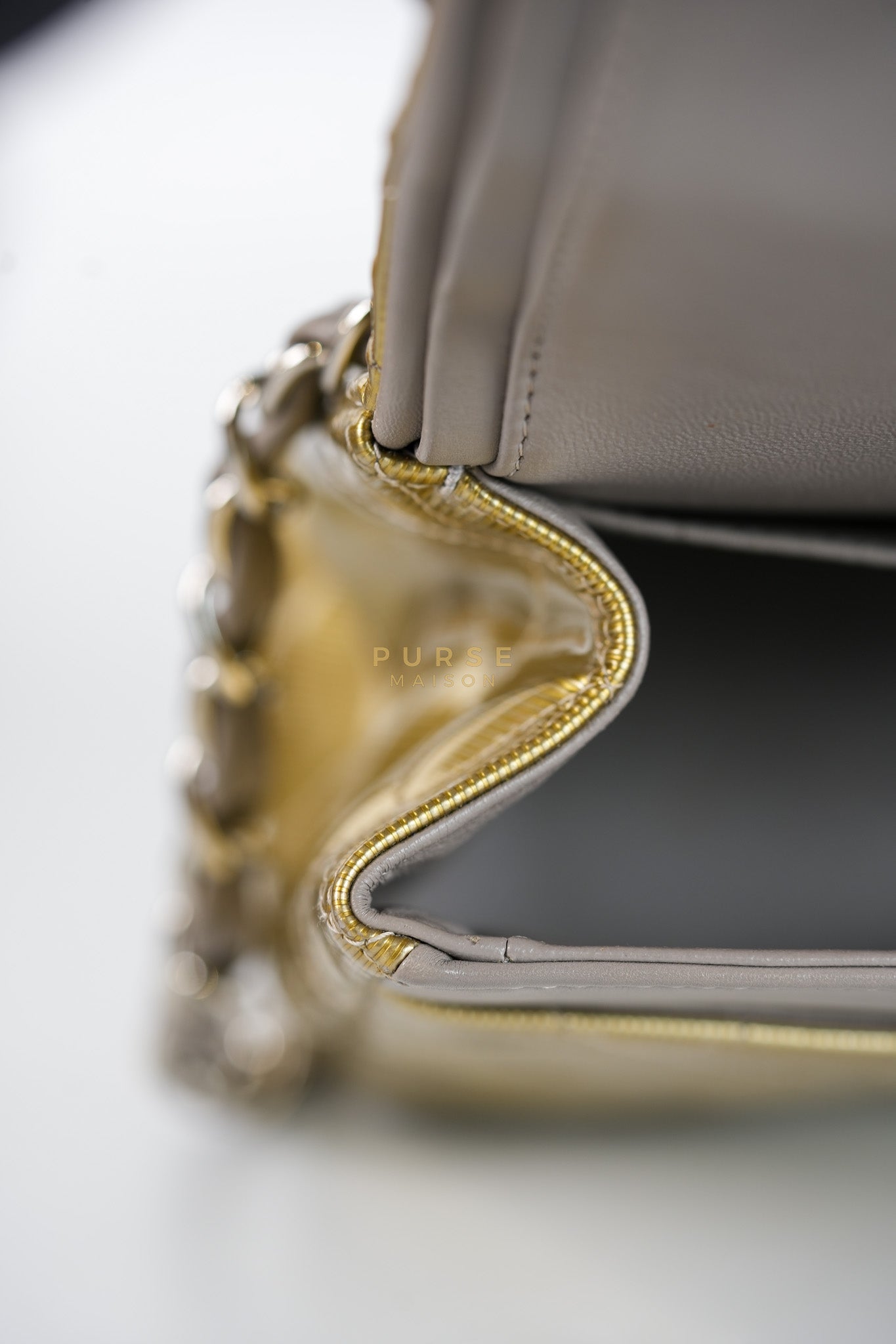 Classic Double Flap Jumbo in Gold Quilted Patent Leather & Silver Hardware Series 17 | Purse Maison Luxury Bags Shop