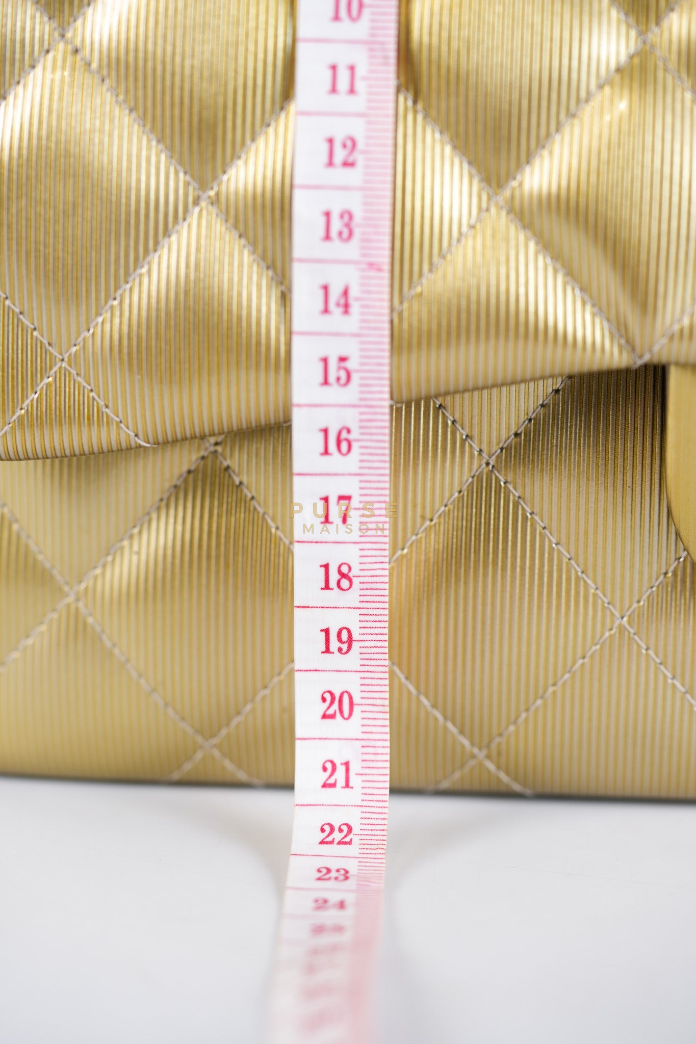 Classic Double Flap Jumbo in Gold Quilted Patent Leather & Silver Hardware Series 17 | Purse Maison Luxury Bags Shop