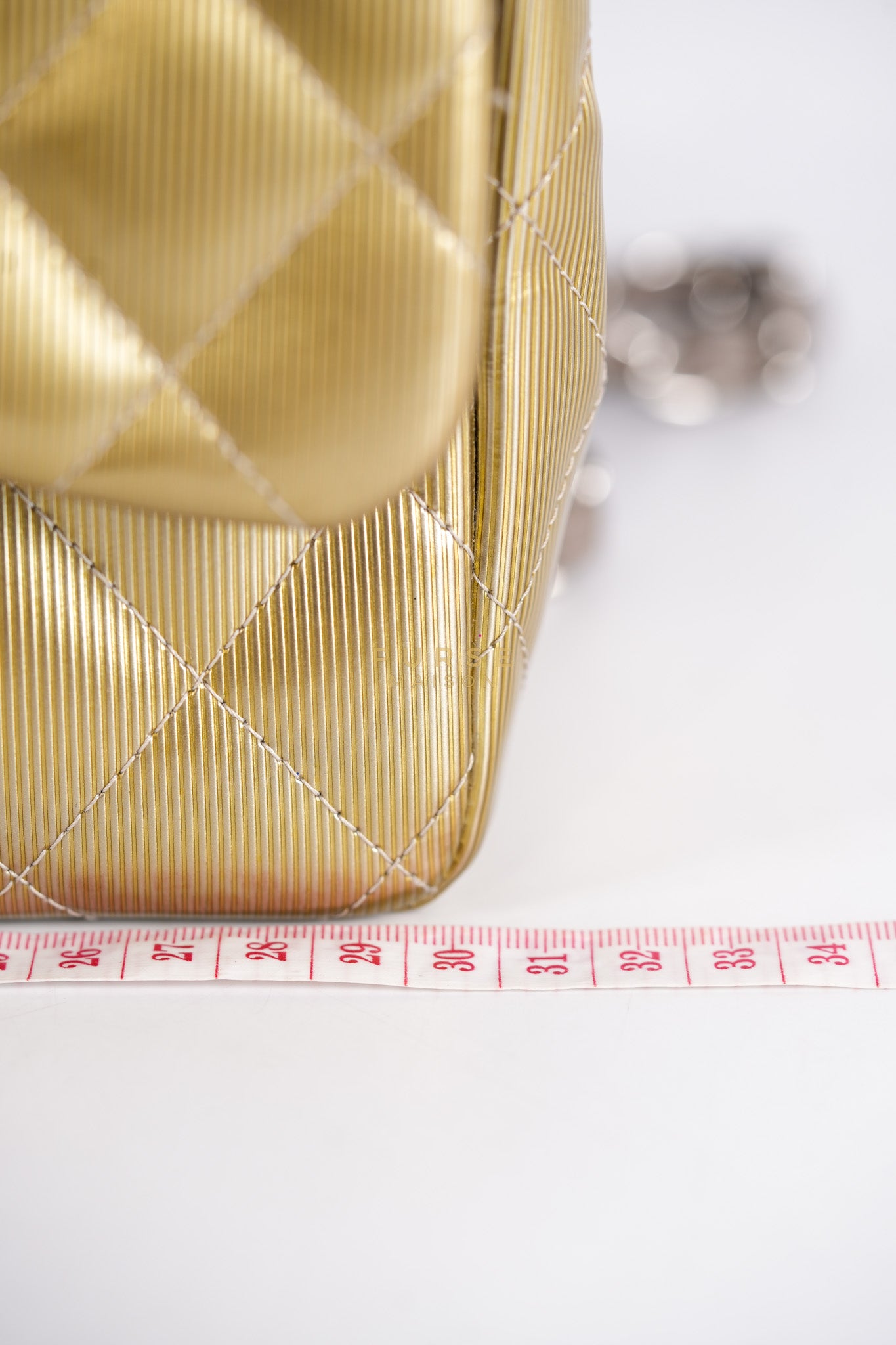 Classic Double Flap Jumbo in Gold Quilted Patent Leather & Silver Hardware Series 17 | Purse Maison Luxury Bags Shop