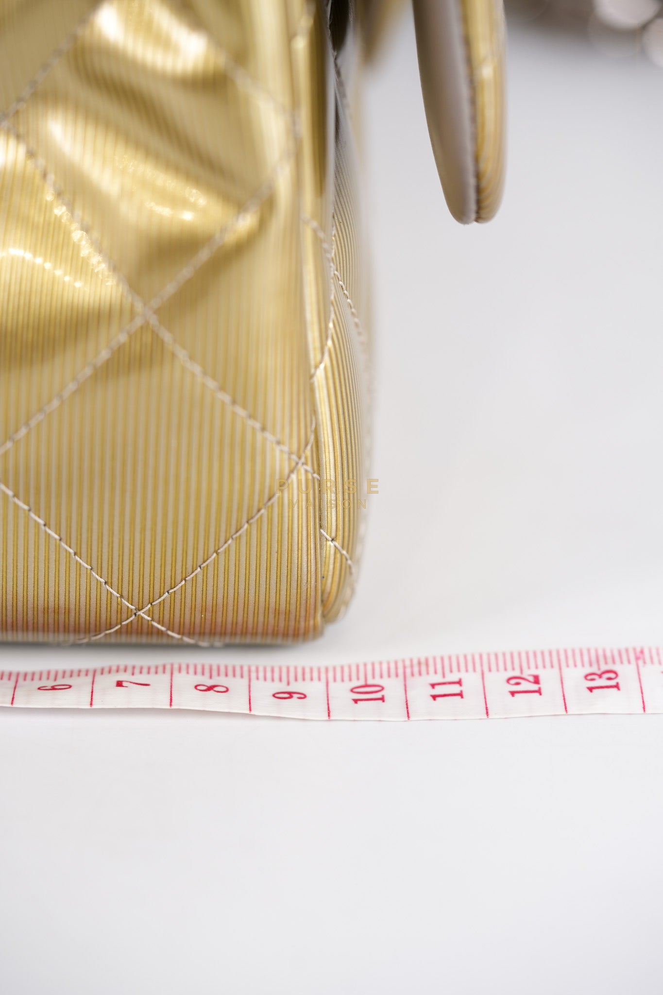 Classic Double Flap Jumbo in Gold Quilted Patent Leather & Silver Hardware Series 17 | Purse Maison Luxury Bags Shop