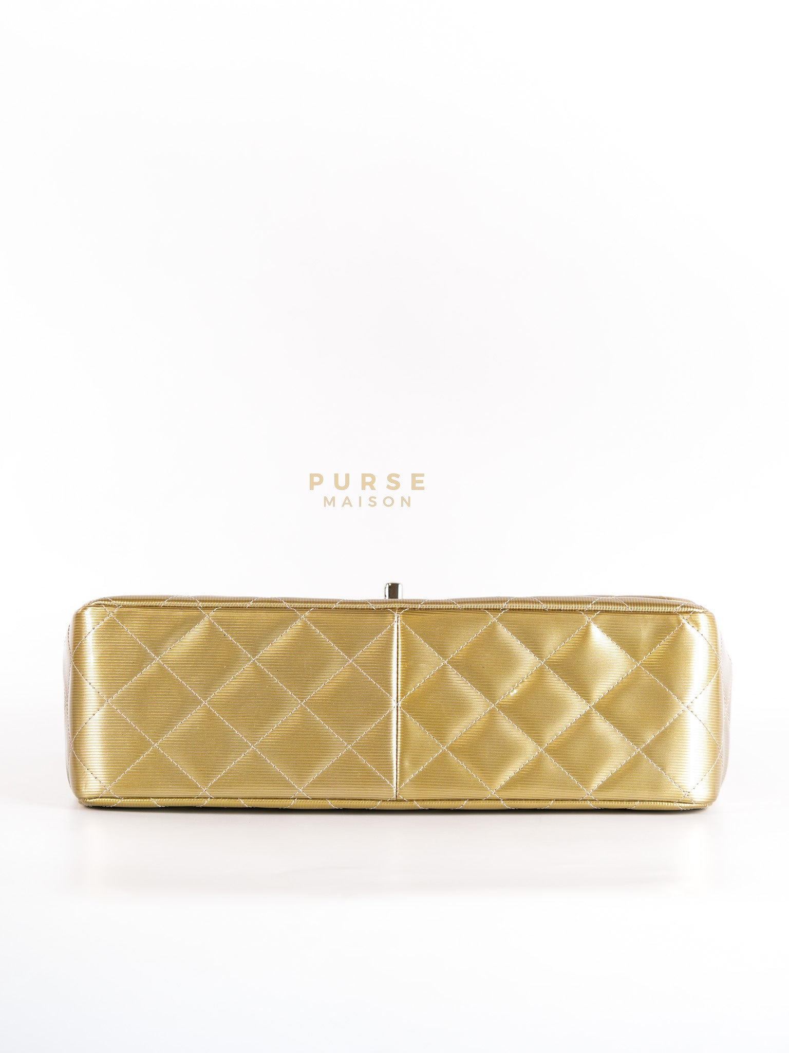 Classic Double Flap Jumbo in Gold Quilted Patent Leather & Silver Hardware Series 17 | Purse Maison Luxury Bags Shop