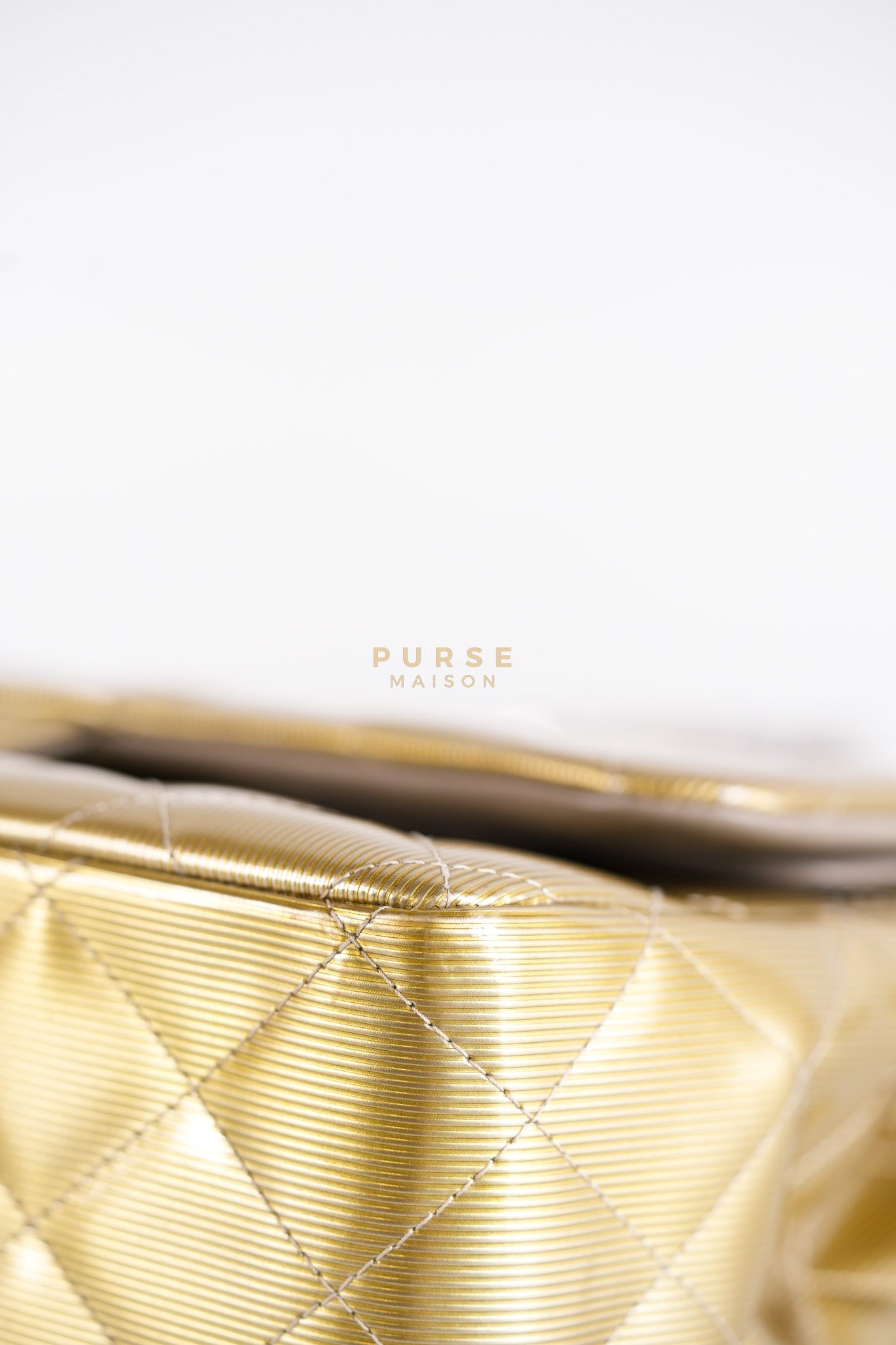 Classic Double Flap Jumbo in Gold Quilted Patent Leather & Silver Hardware Series 17 | Purse Maison Luxury Bags Shop
