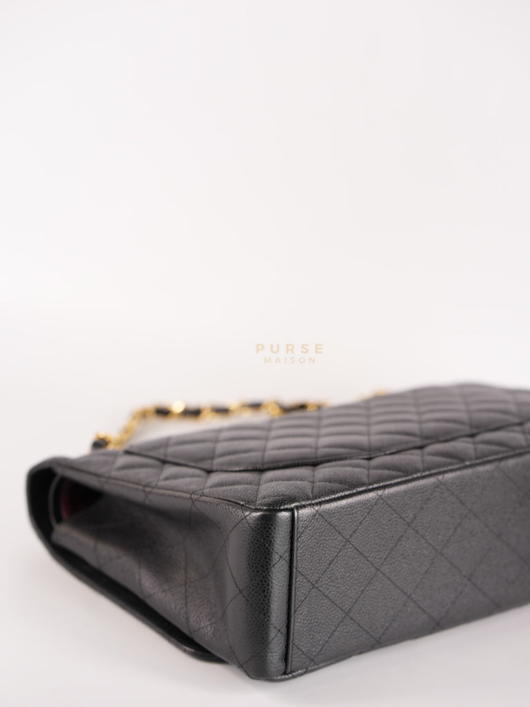 Classic Double Flap Maxi in Black Caviar Leather and Gold Hardware Series 15 | Purse Maison Luxury Bags Shop