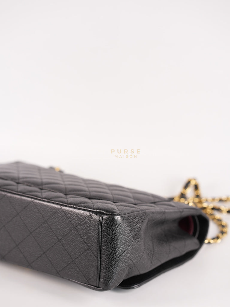 Classic Double Flap Maxi in Black Caviar Leather and Gold Hardware Series 15 | Purse Maison Luxury Bags Shop