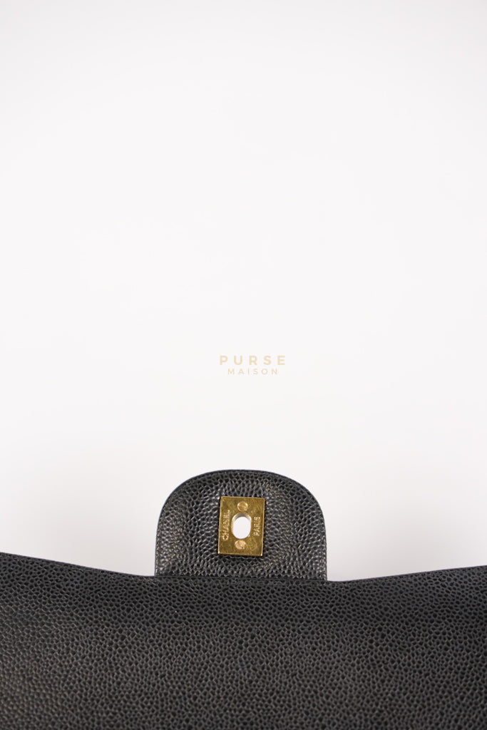 Classic Double Flap Maxi in Black Caviar Leather and Gold Hardware Series 15 | Purse Maison Luxury Bags Shop