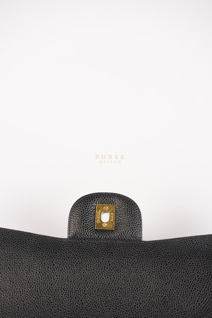 Classic Double Flap Maxi in Black Caviar Leather and Gold Hardware Series 15 | Purse Maison Luxury Bags Shop