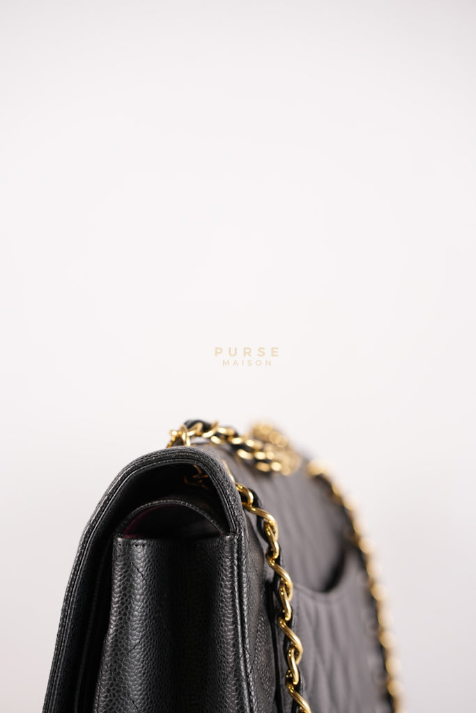 Classic Double Flap Maxi in Black Caviar Leather and Gold Hardware Series 15 | Purse Maison Luxury Bags Shop