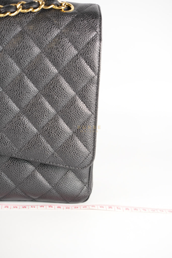 Classic Double Flap Maxi in Black Caviar Leather and Gold Hardware Series 15 | Purse Maison Luxury Bags Shop