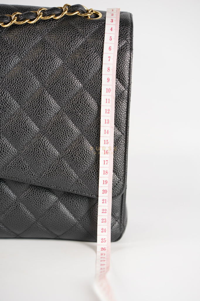 Classic Double Flap Maxi in Black Caviar Leather and Gold Hardware Series 15 | Purse Maison Luxury Bags Shop