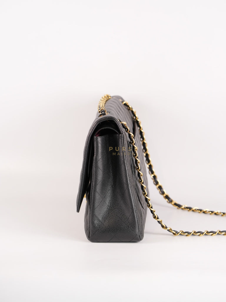 Classic Double Flap Maxi in Black Caviar Leather and Gold Hardware Series 15 | Purse Maison Luxury Bags Shop